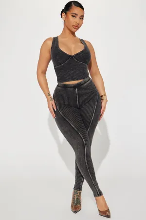 Be With Me Mineral Wash Legging Set - Charcoal