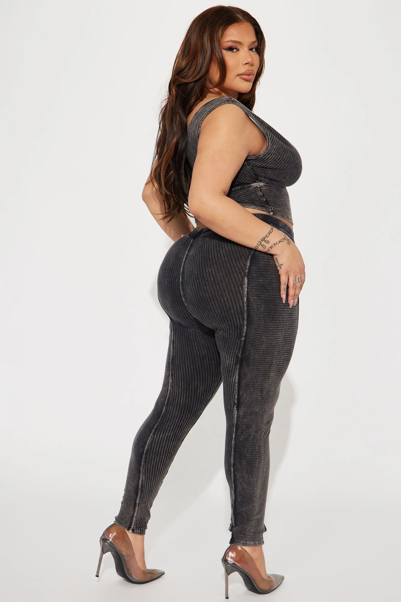 Be With Me Mineral Wash Legging Set - Charcoal