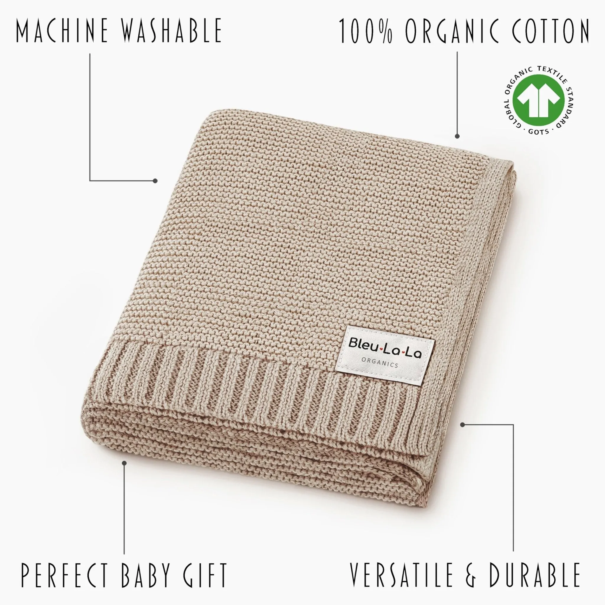 Bleu La La: Organic Cotton Knit Receiving Blanket for Boys