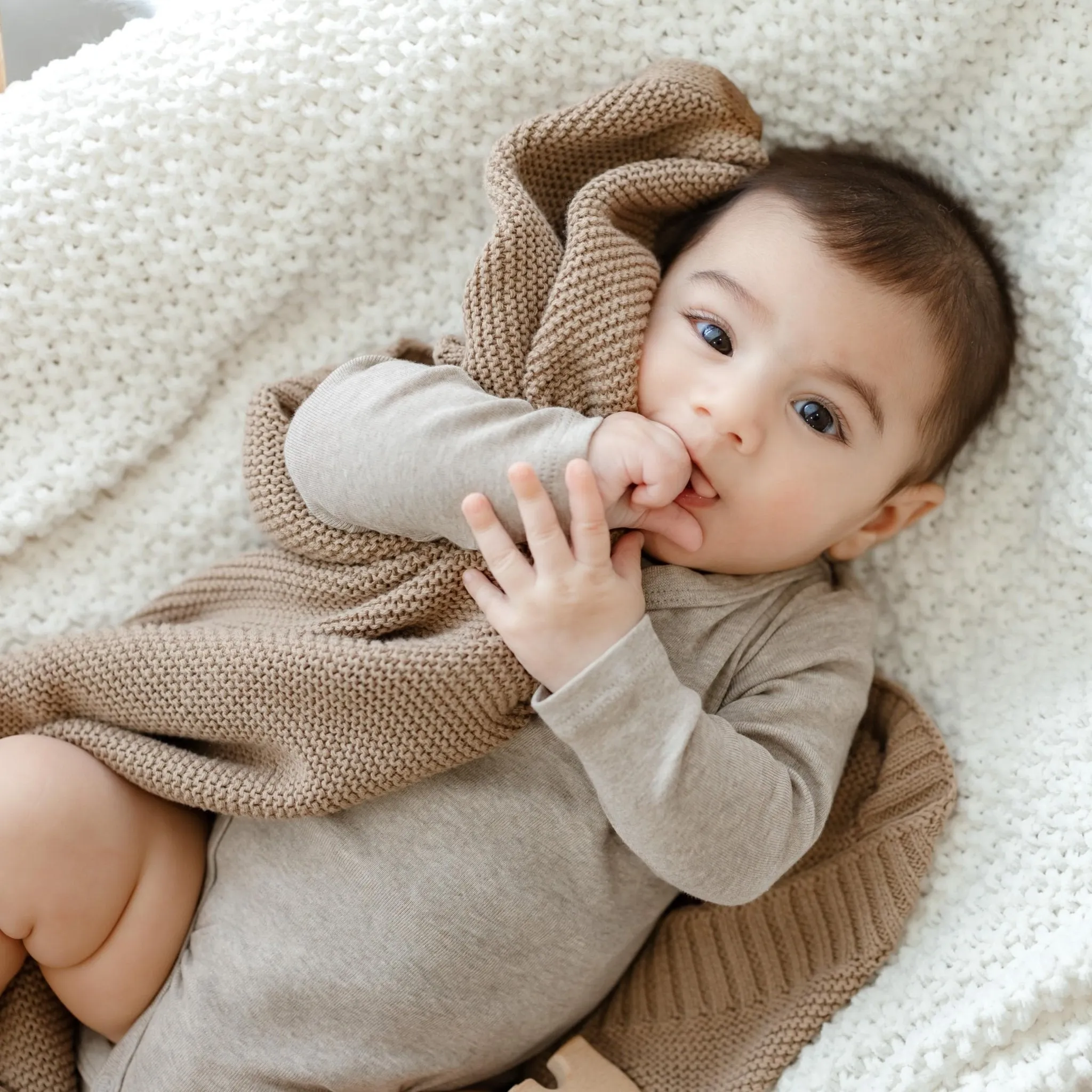 Bleu La La: Organic Cotton Knit Receiving Blanket for Boys