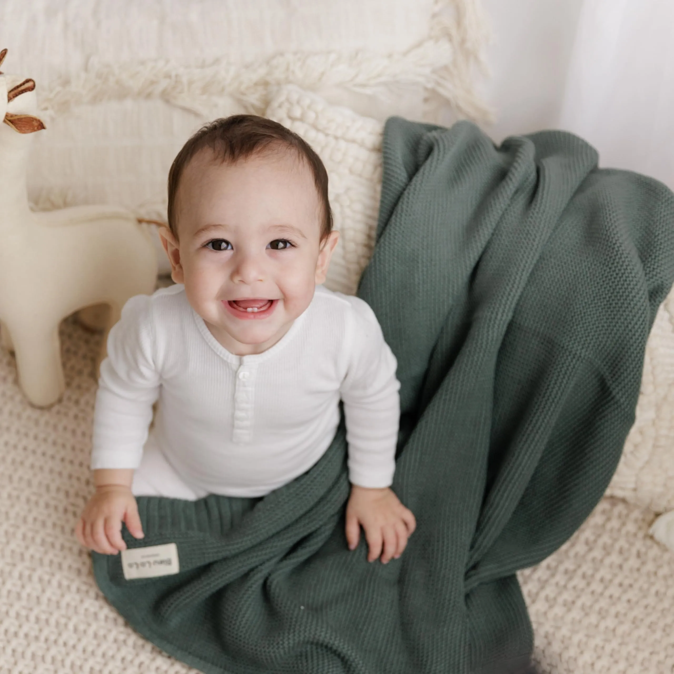 Bleu La La: Organic Cotton Knit Receiving Blanket for Boys