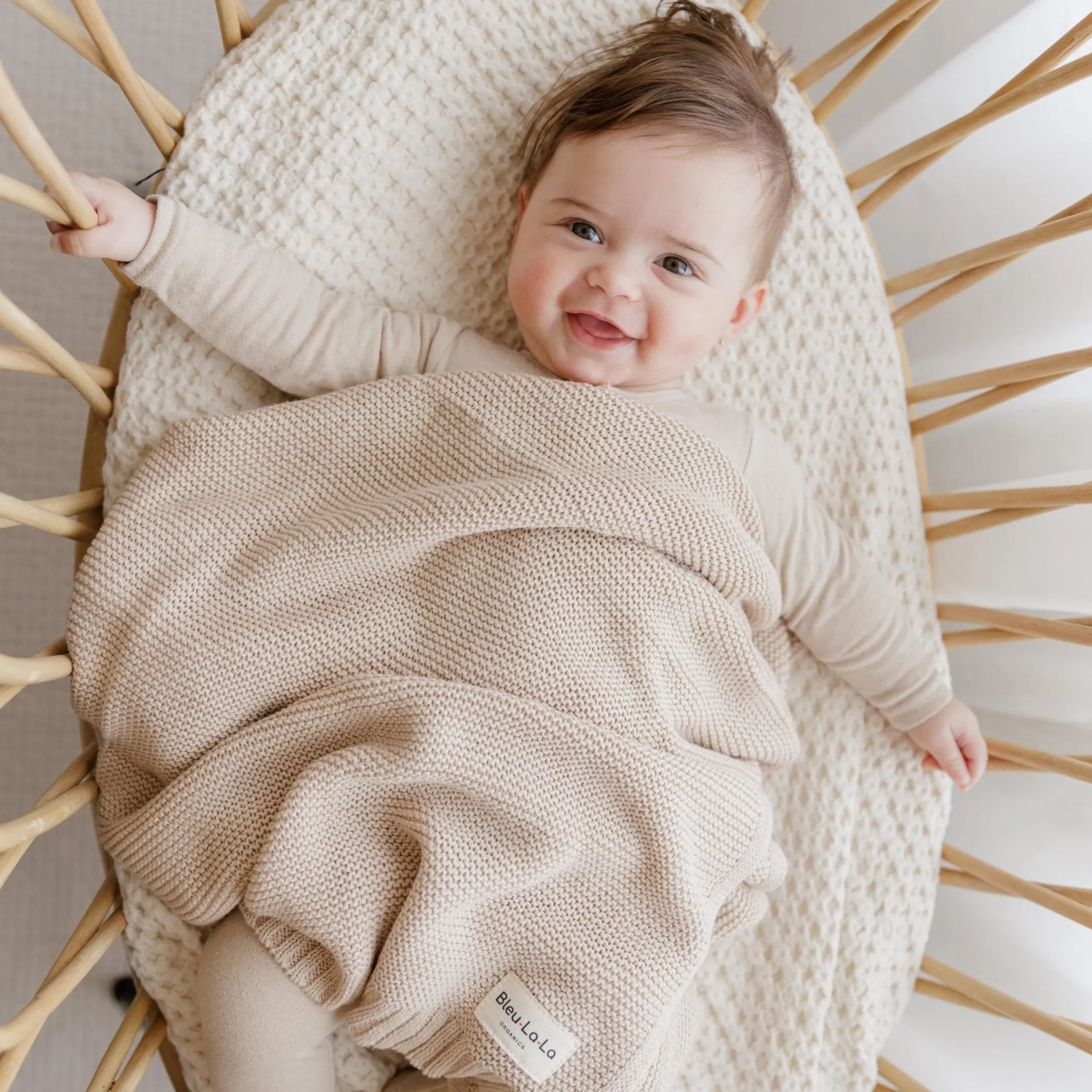 Bleu La La: Organic Cotton Knit Receiving Blanket for Boys