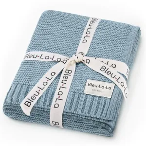 Bleu La La: Organic Cotton Knit Receiving Blanket for Boys