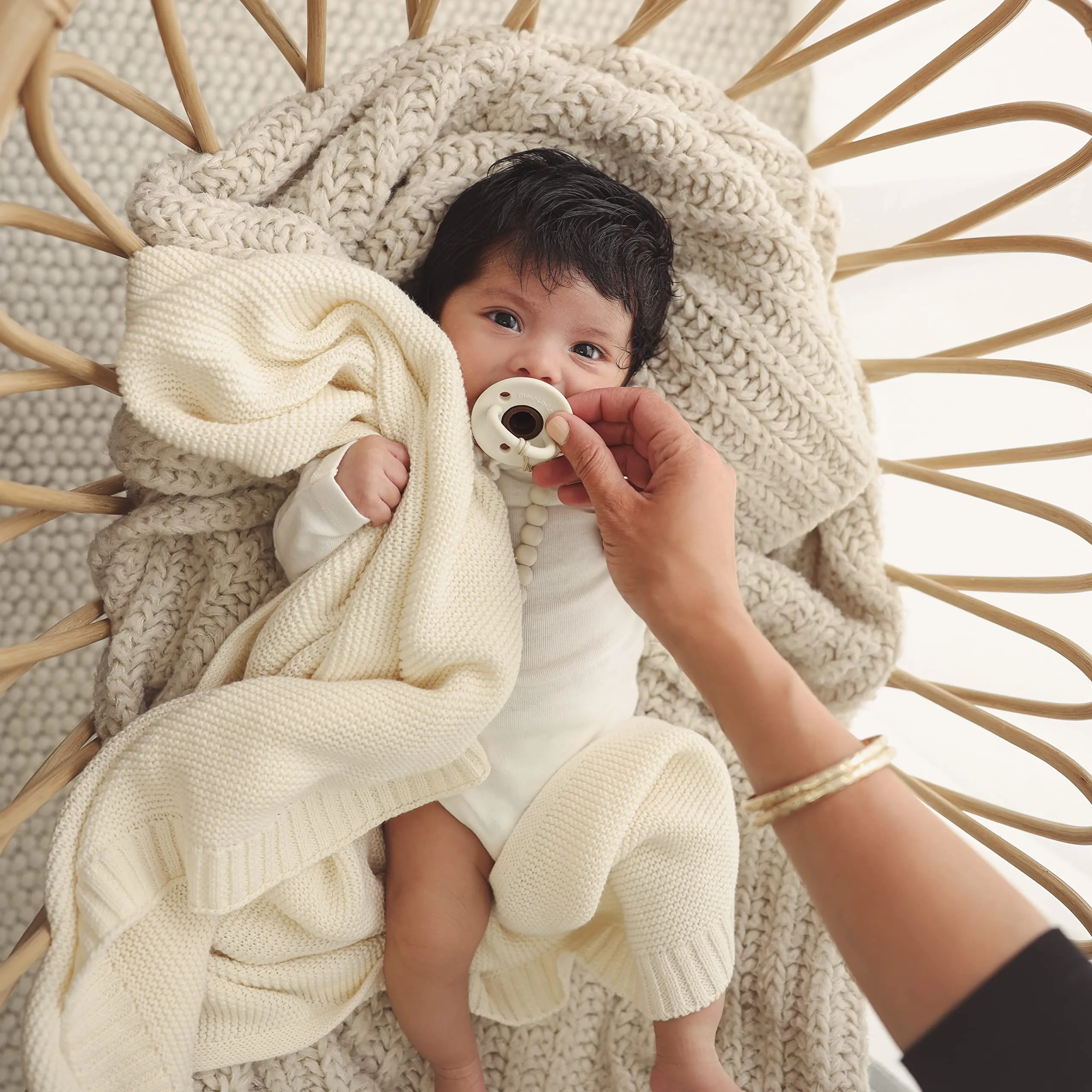 Bleu La La: Organic Cotton Knit Receiving Blanket for Boys