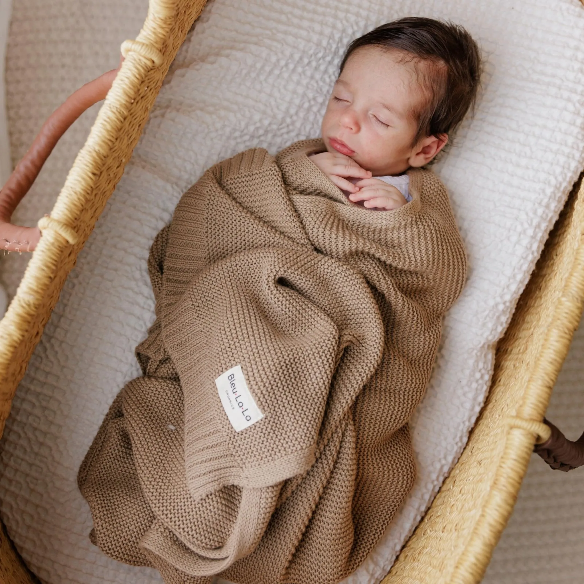 Bleu La La: Organic Cotton Knit Receiving Blanket for Boys