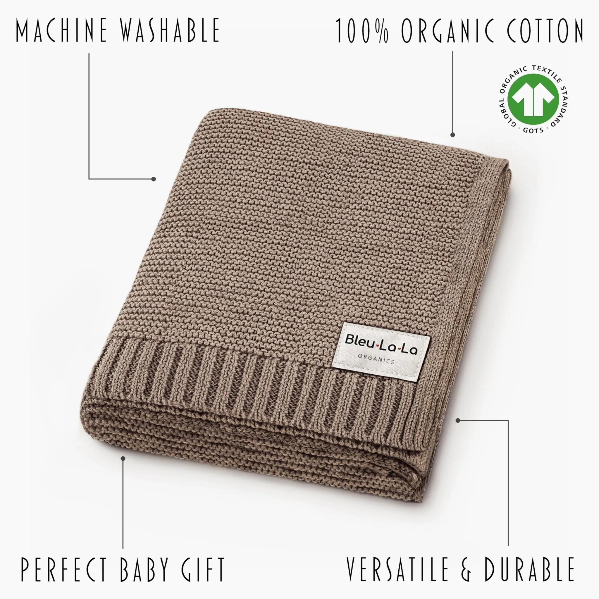 Bleu La La: Organic Cotton Knit Receiving Blanket for Boys