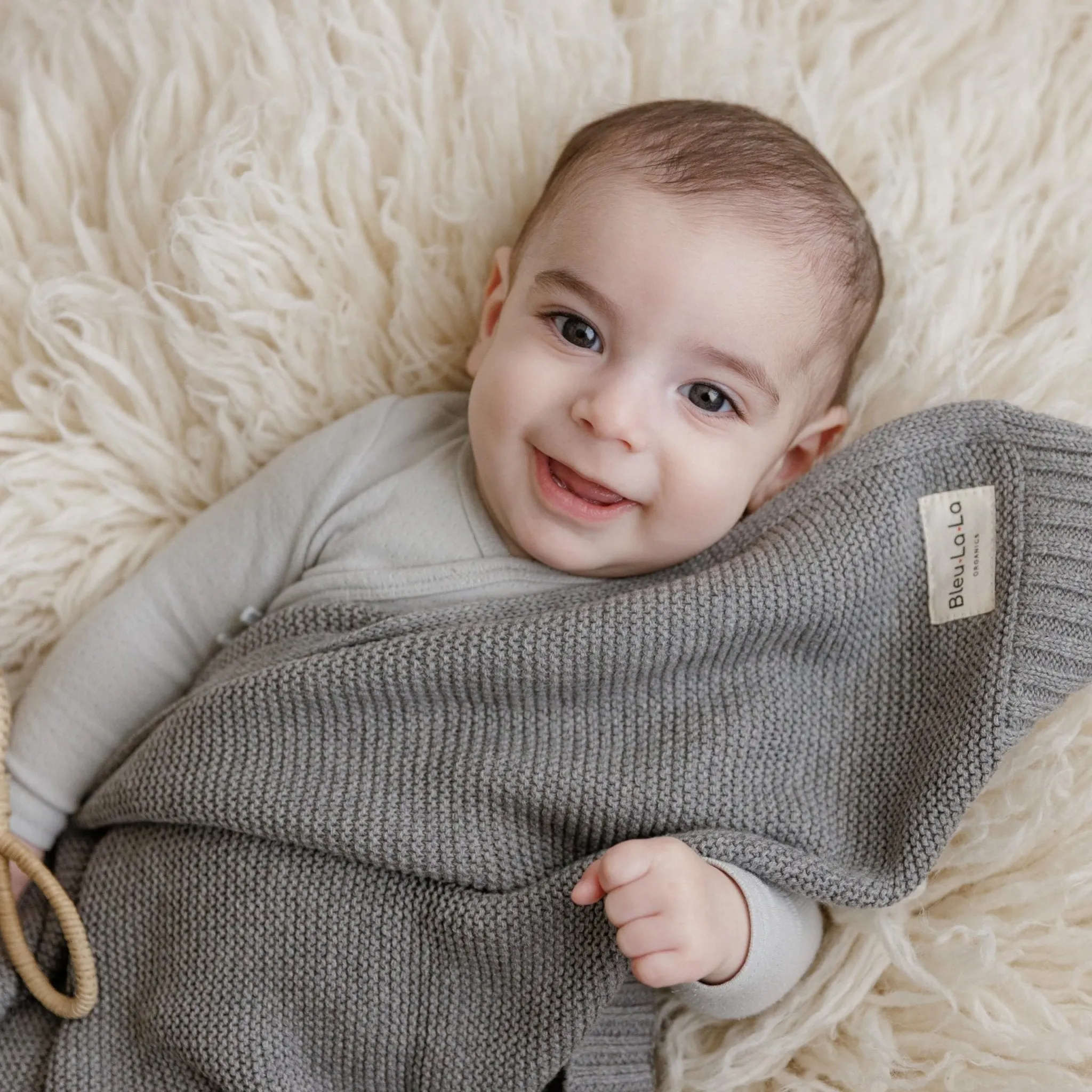 Bleu La La: Organic Cotton Knit Receiving Blanket for Boys