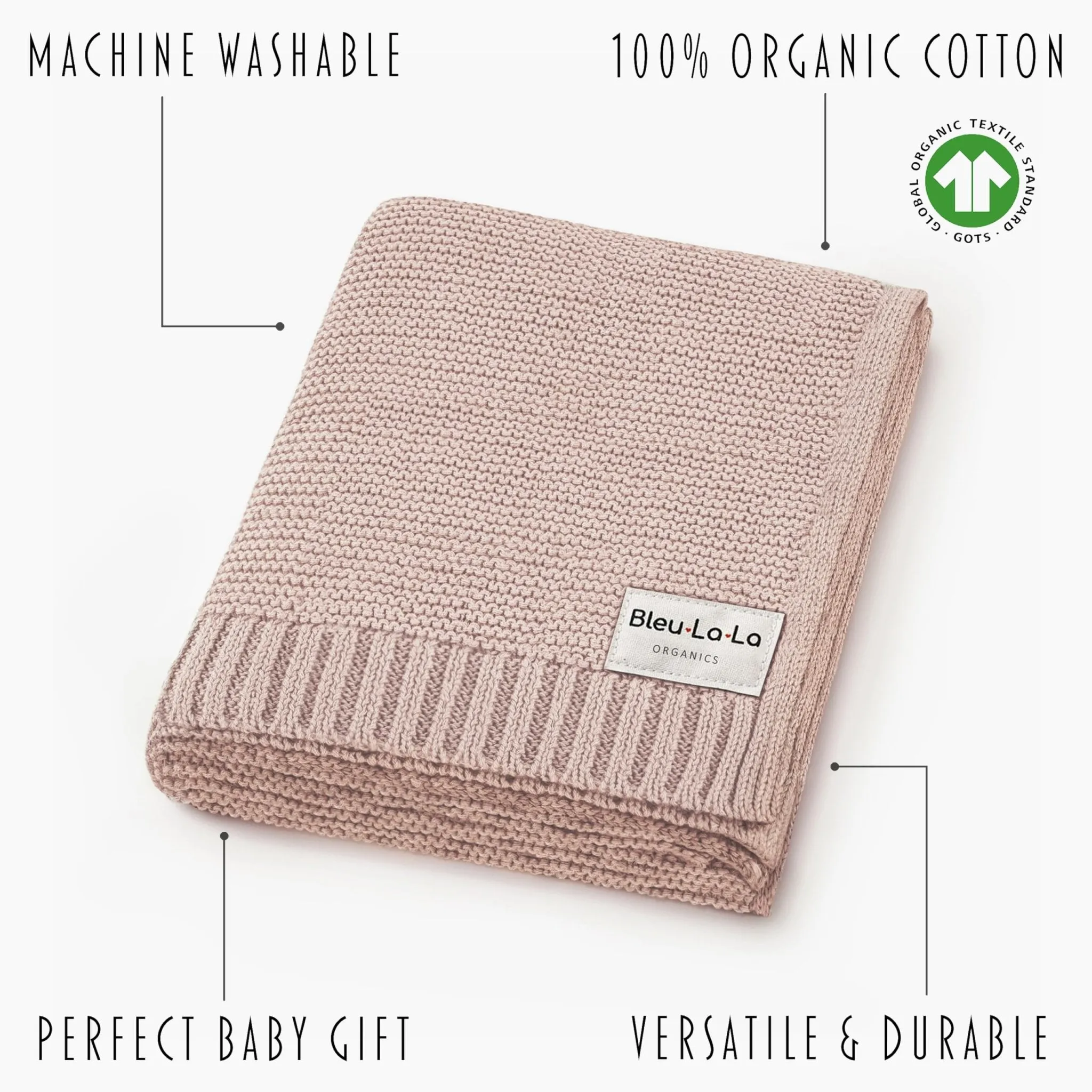 Bleu La La: Organic Cotton Knit Receiving Blanket for Boys