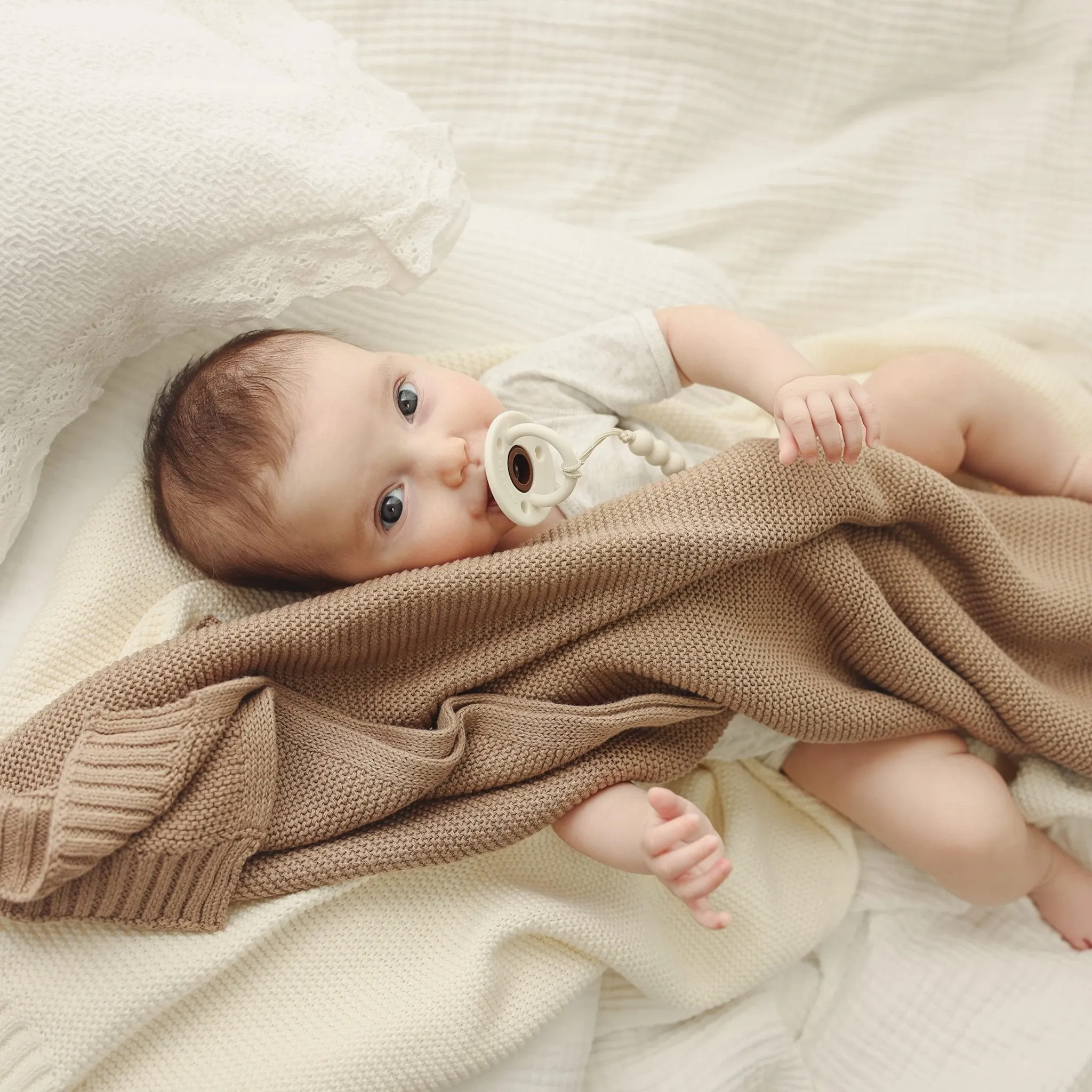 Bleu La La: Organic Cotton Knit Receiving Blanket for Boys