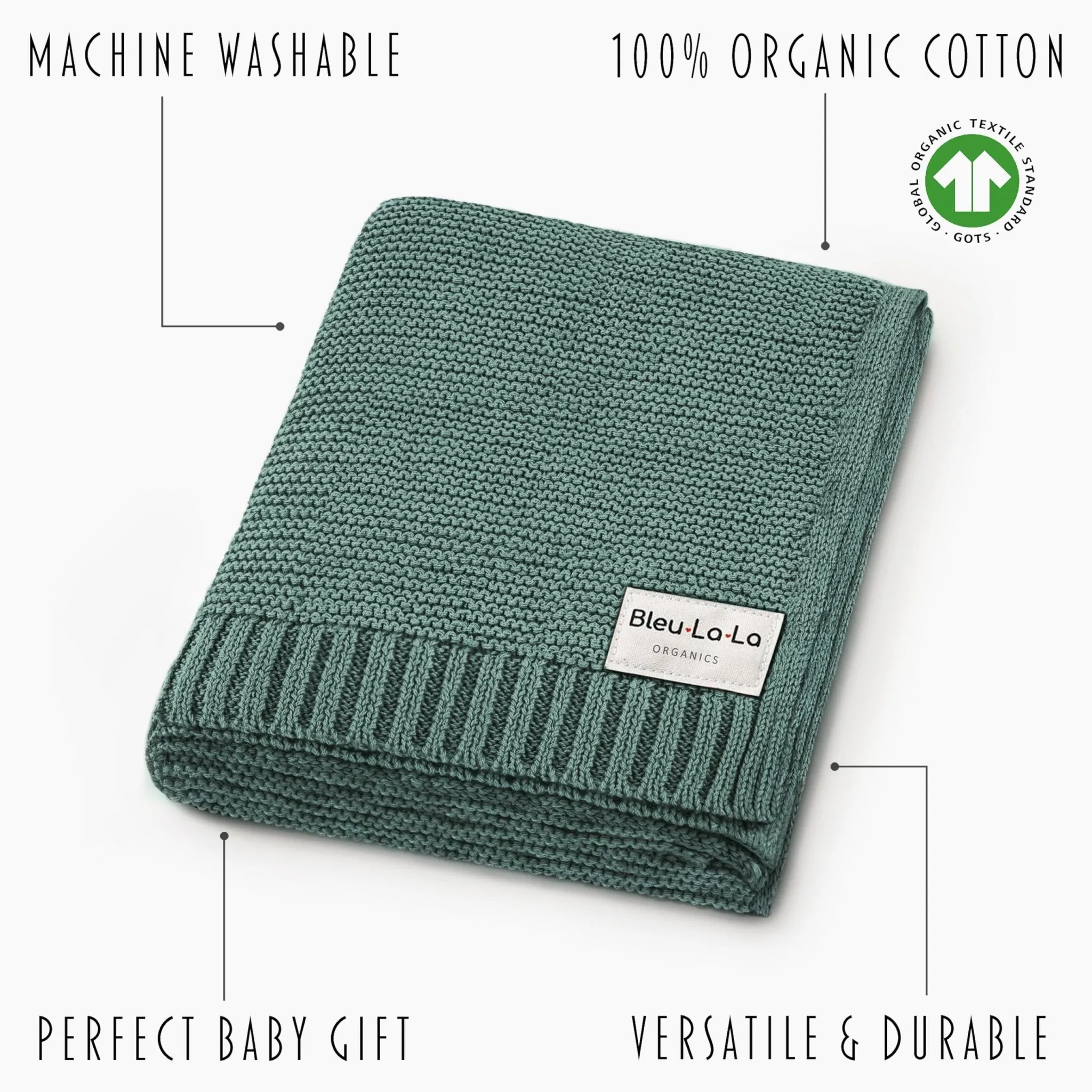 Bleu La La: Organic Cotton Knit Receiving Blanket for Boys
