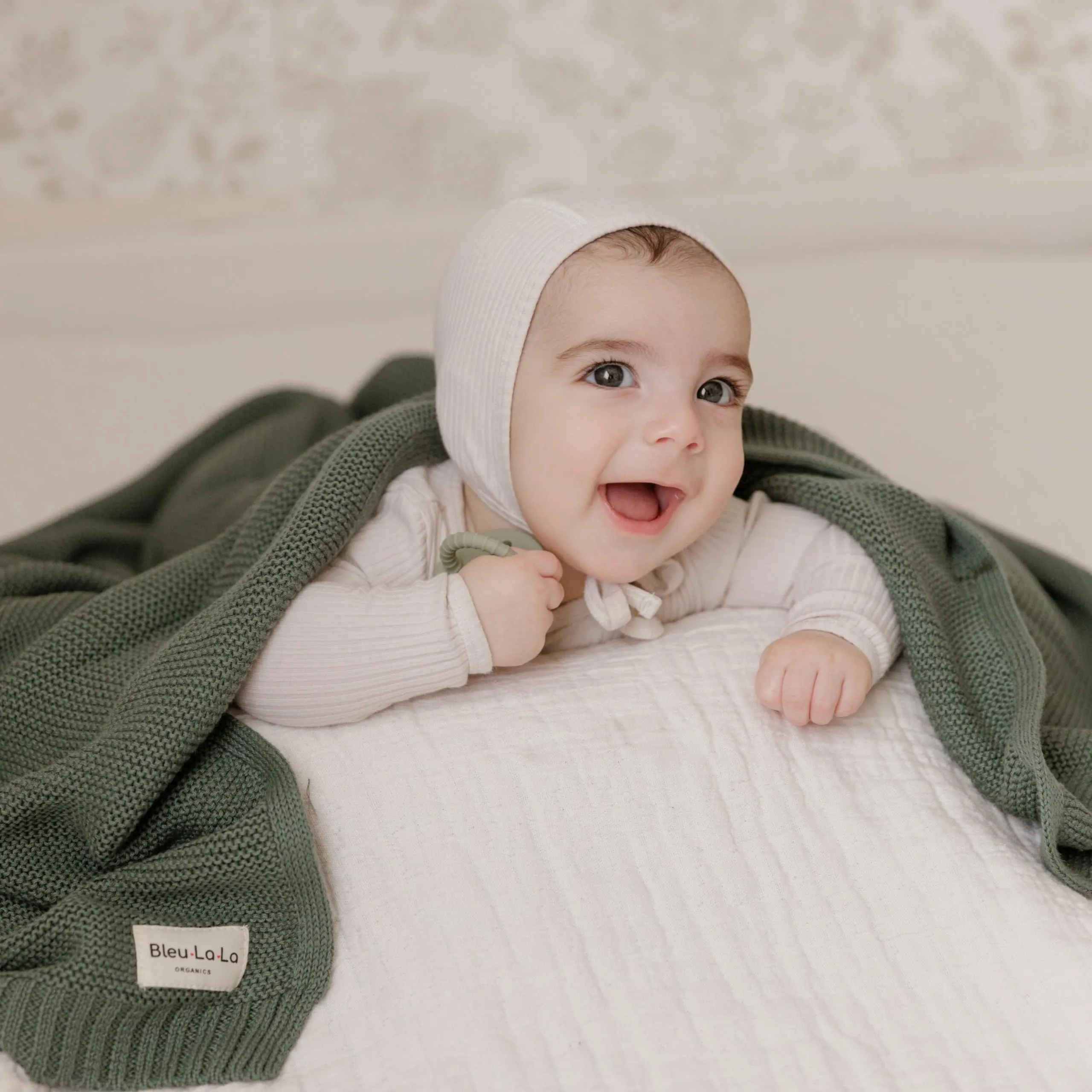 Bleu La La: Organic Cotton Knit Receiving Blanket for Boys