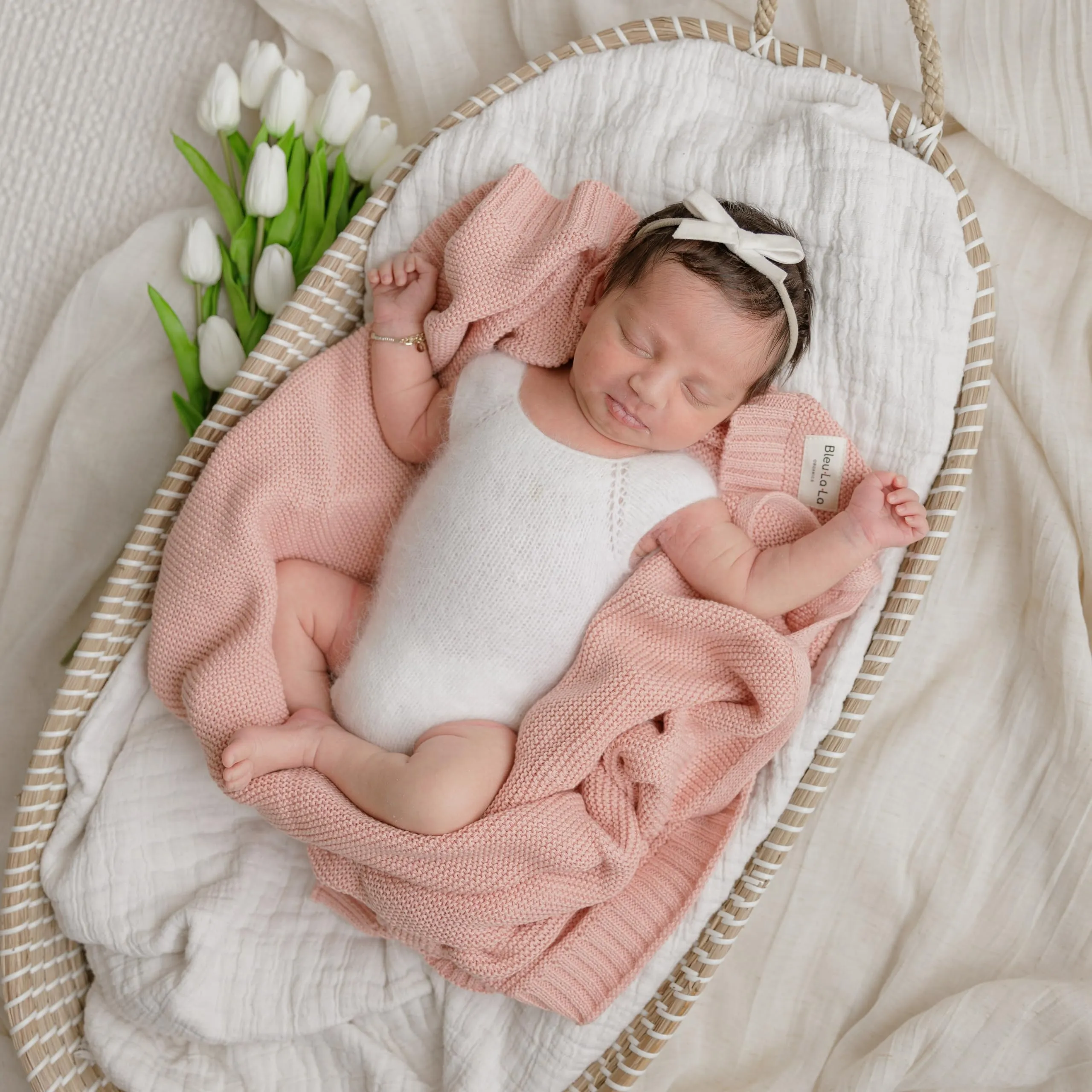 Bleu La La: Organic Cotton Knit Receiving Blanket for Boys