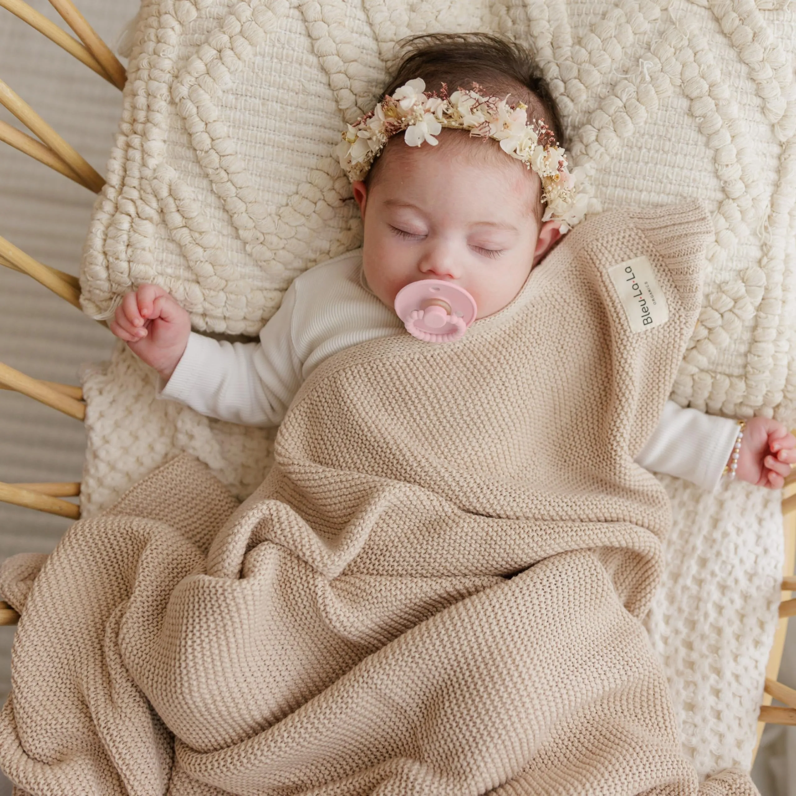 Bleu La La: Organic Cotton Knit Receiving Blanket for Boys