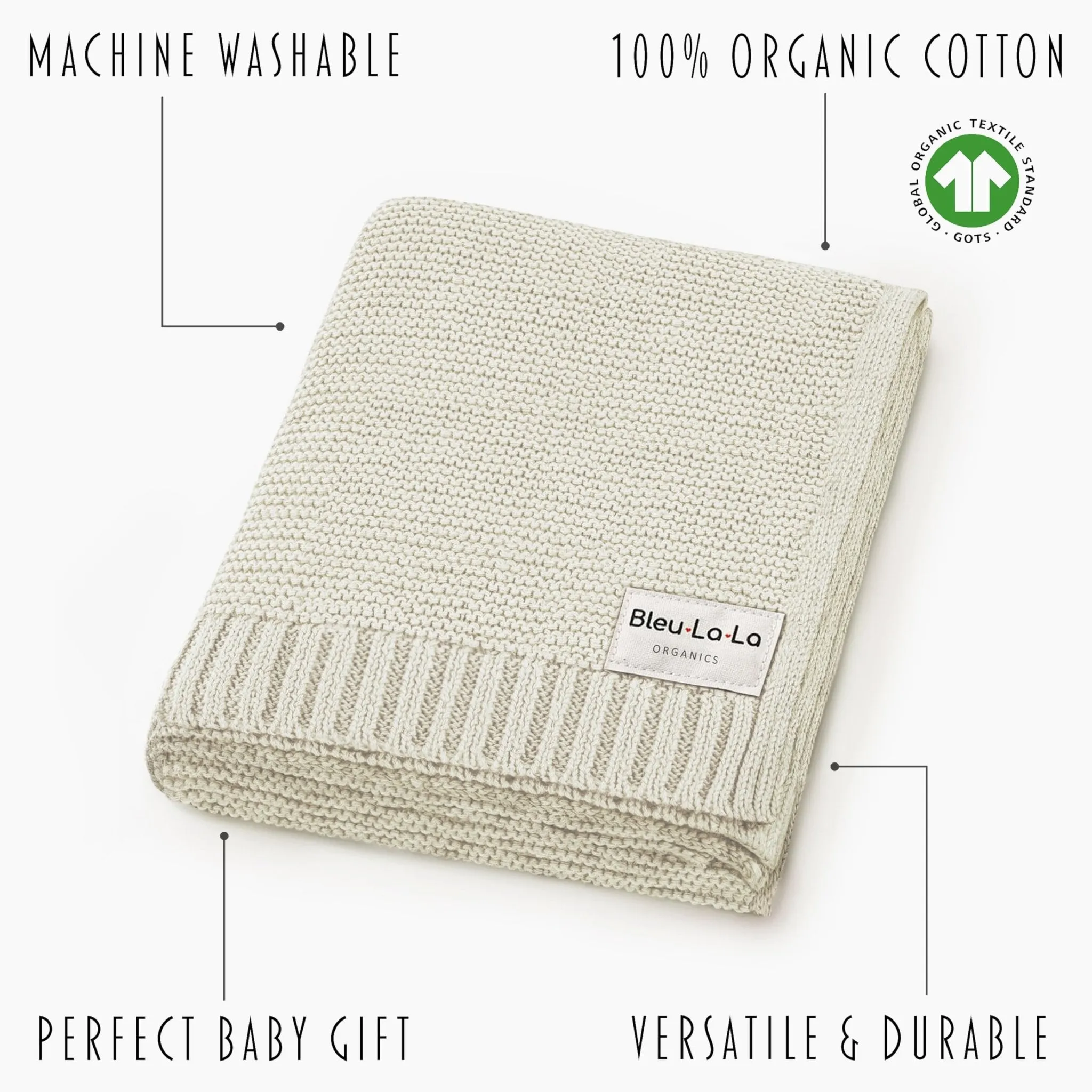 Bleu La La: Organic Cotton Knit Receiving Blanket for Boys