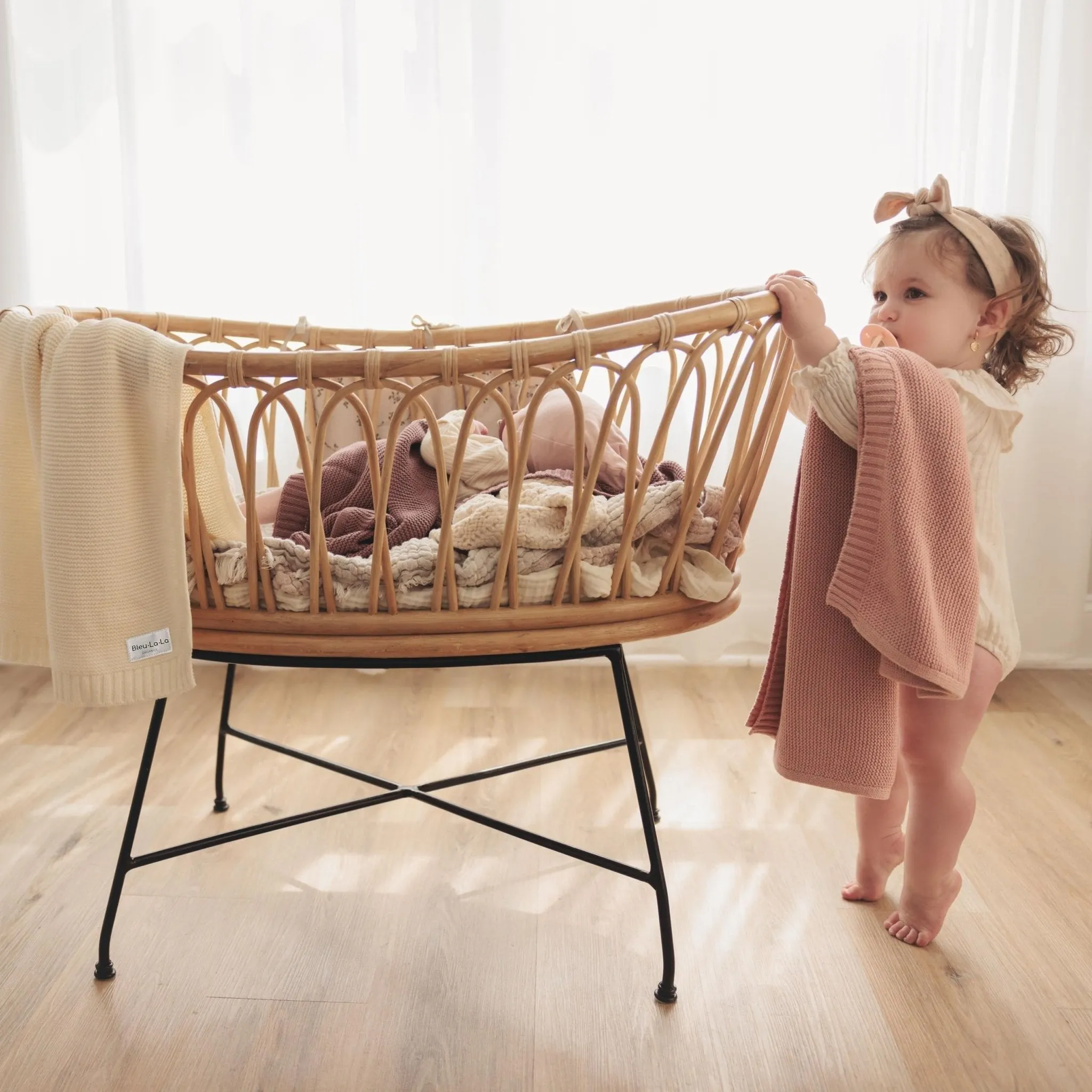 Bleu La La: Organic Cotton Knit Receiving Blanket for Boys