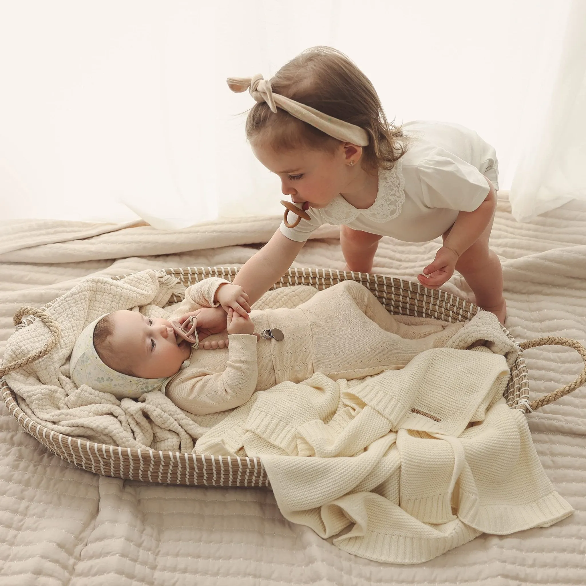 Bleu La La: Organic Cotton Knit Receiving Blanket for Boys