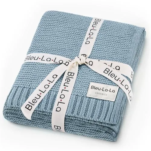 Bleu La La: Organic Cotton Knit Receiving Blanket for Boys