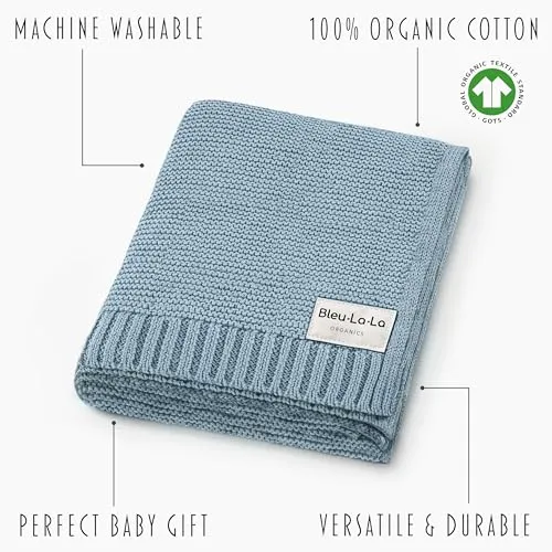 Bleu La La: Organic Cotton Knit Receiving Blanket for Boys