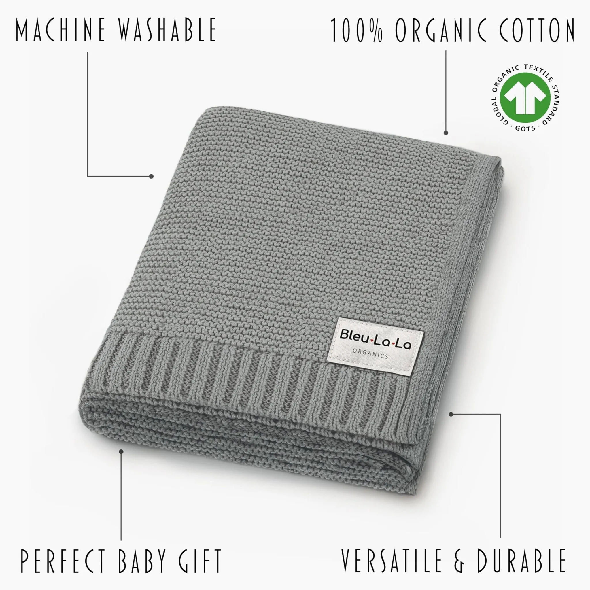 Bleu La La: Organic Cotton Knit Receiving Blanket for Boys