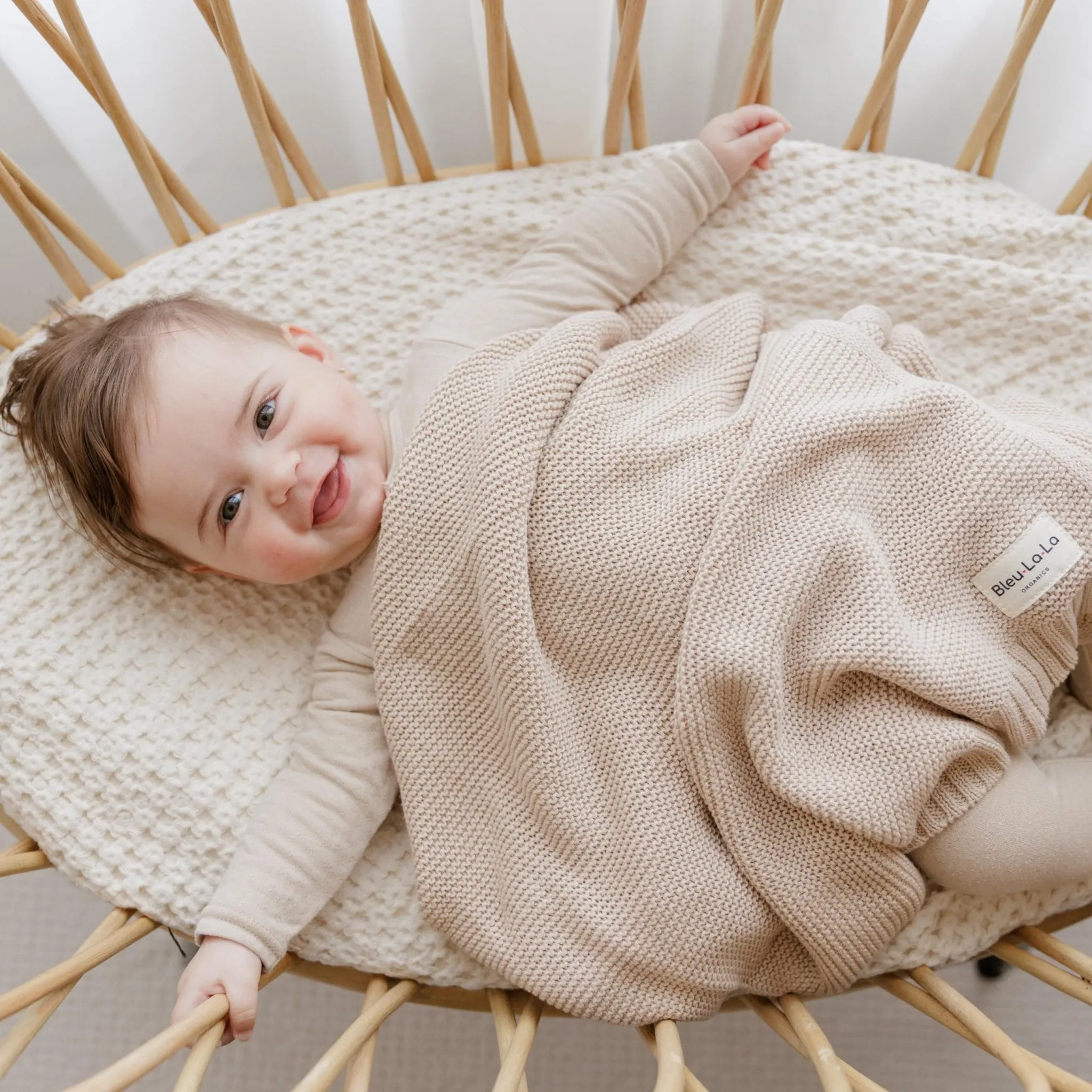 Bleu La La: Organic Cotton Knit Receiving Blanket for Boys