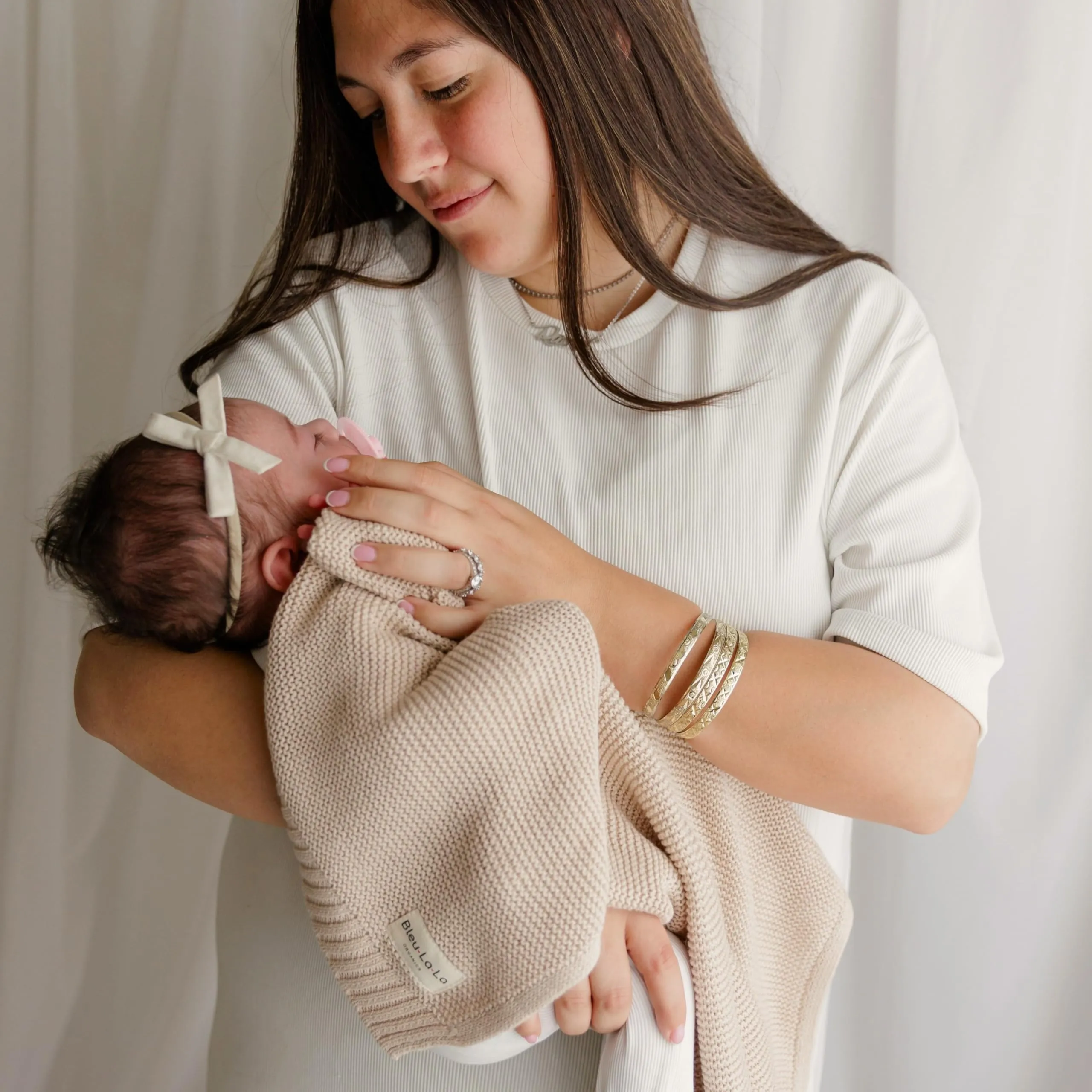 Bleu La La: Organic Cotton Knit Receiving Blanket for Boys
