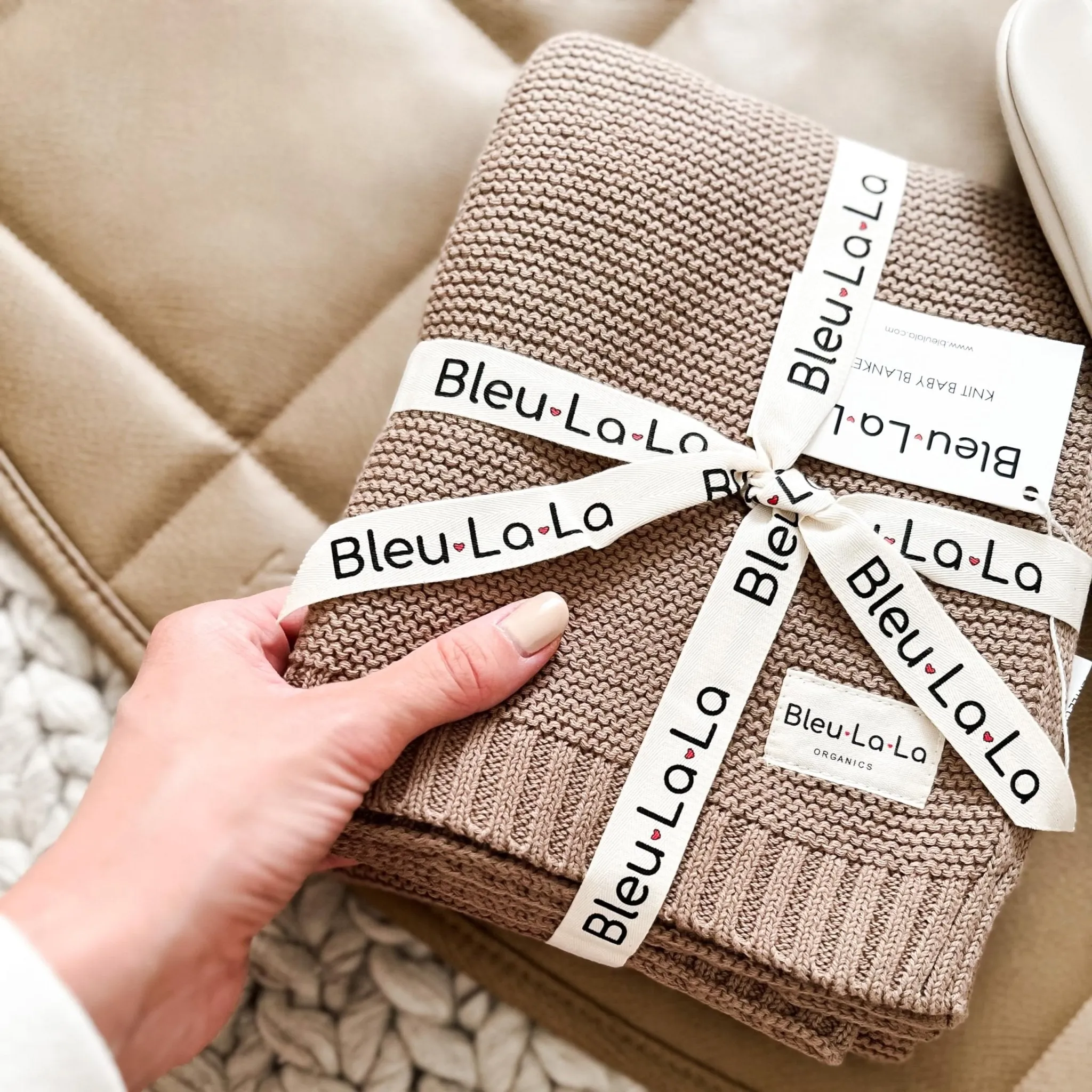 Bleu La La: Organic Cotton Knit Receiving Blanket for Boys