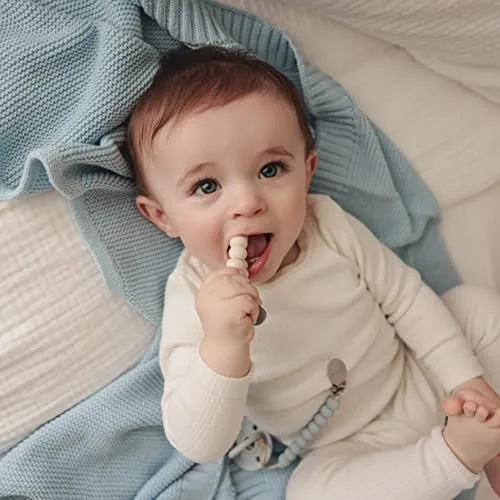Bleu La La: Organic Cotton Knit Receiving Blanket for Boys