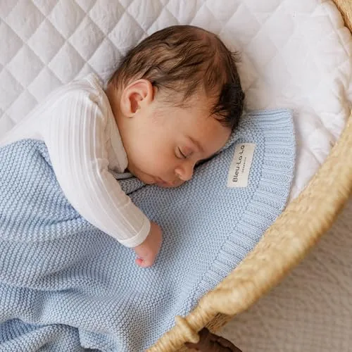 Bleu La La: Organic Cotton Knit Receiving Blanket for Boys