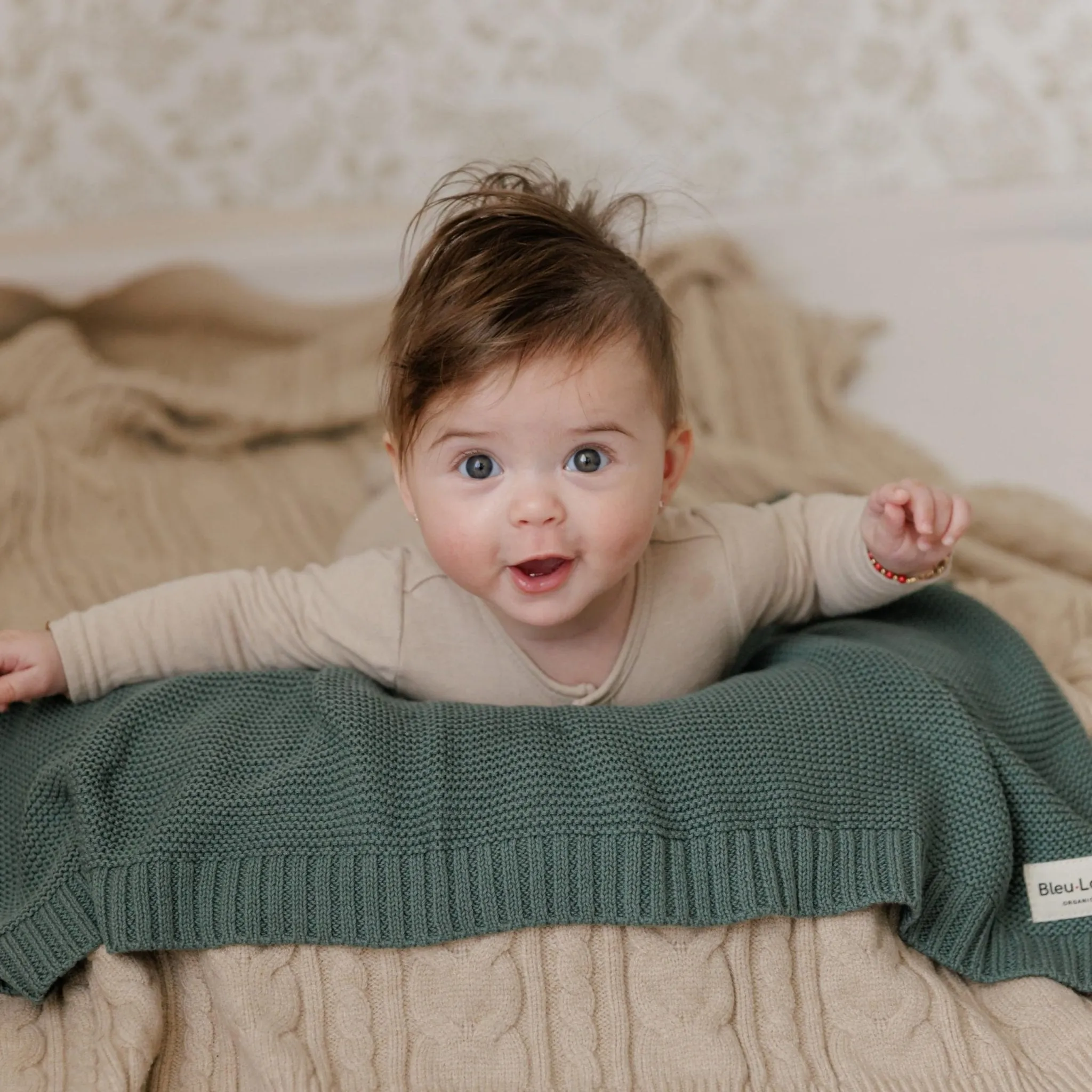 Bleu La La: Organic Cotton Knit Receiving Blanket for Boys