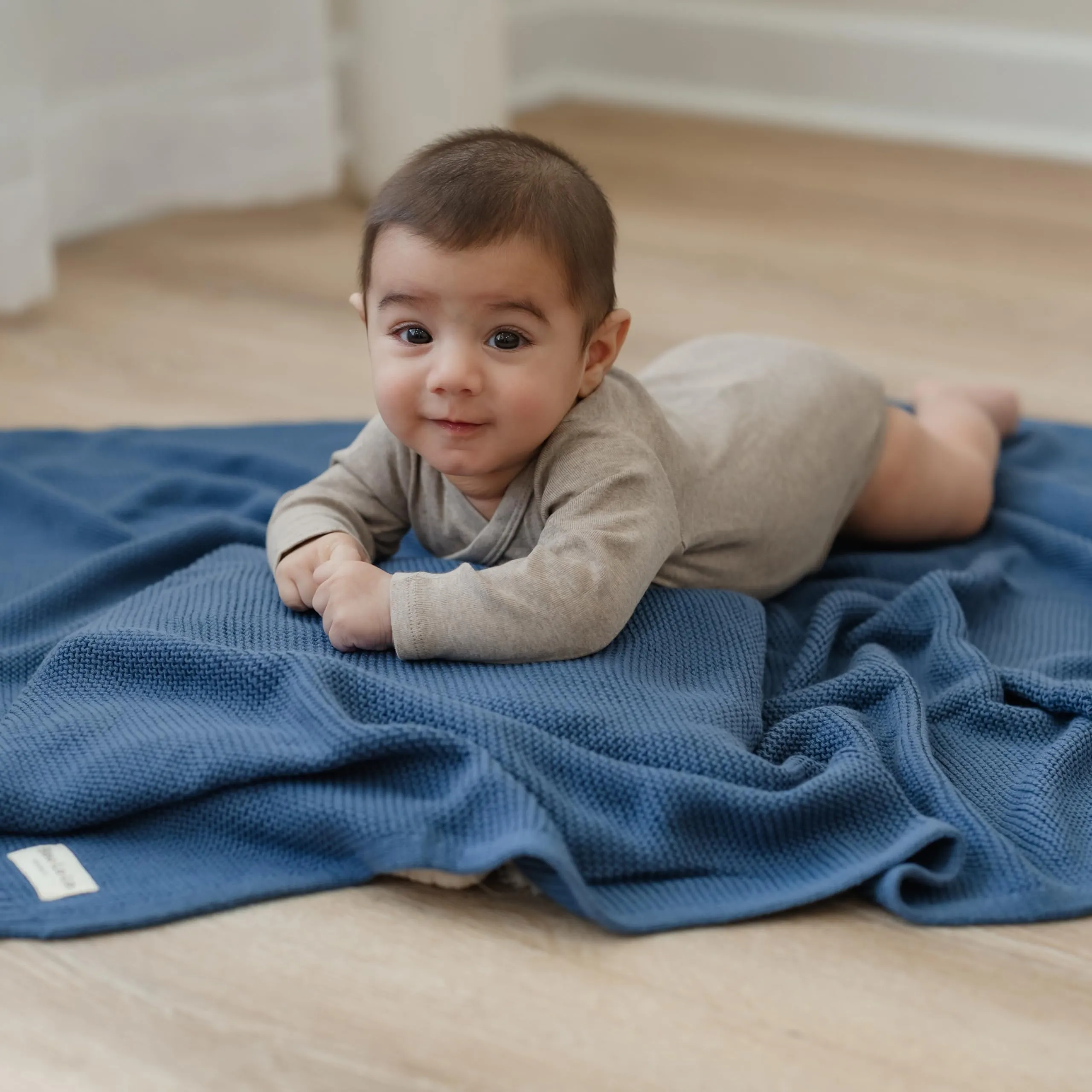Bleu La La: Organic Cotton Knit Receiving Blanket for Boys
