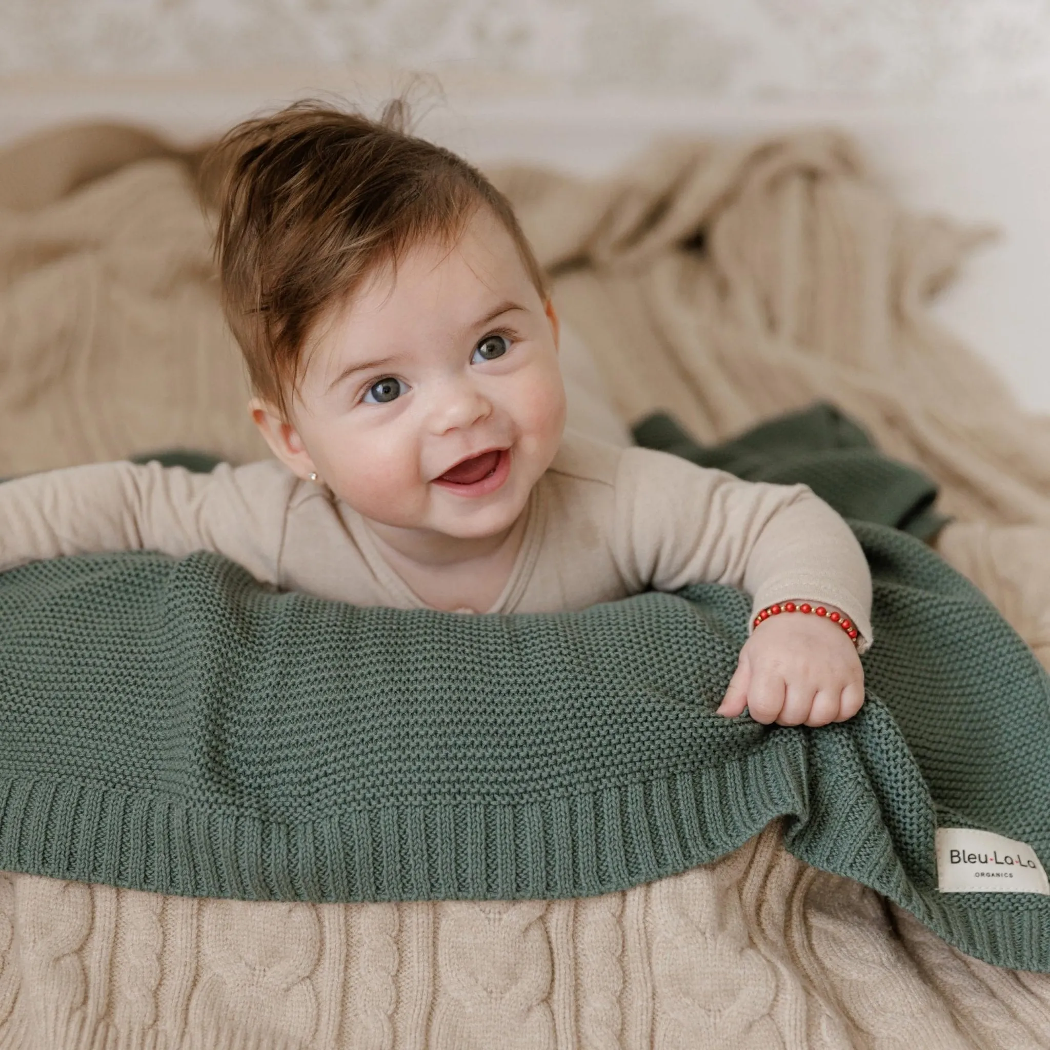Bleu La La: Organic Cotton Knit Receiving Blanket for Boys