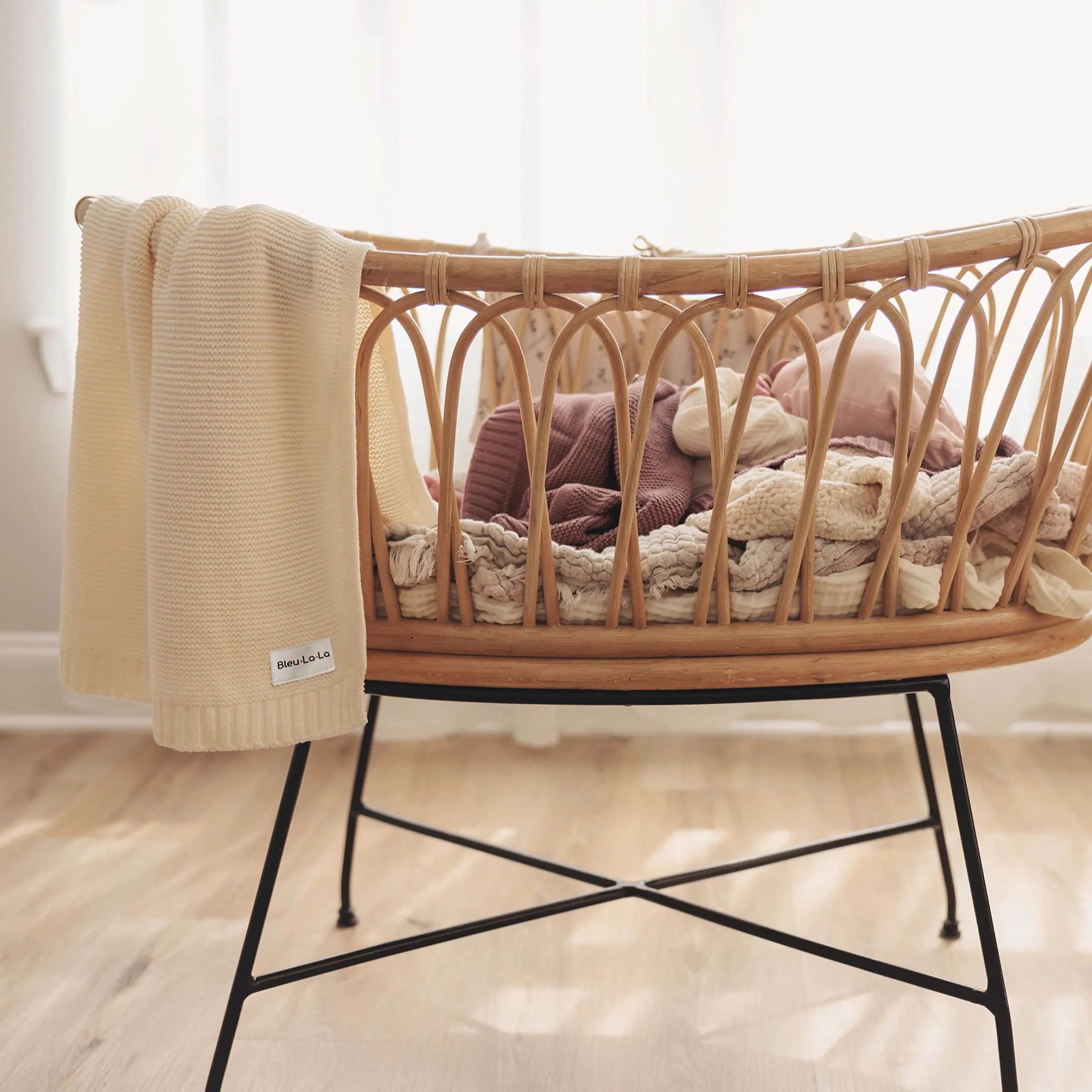 Bleu La La: Organic Cotton Knit Receiving Blanket for Boys
