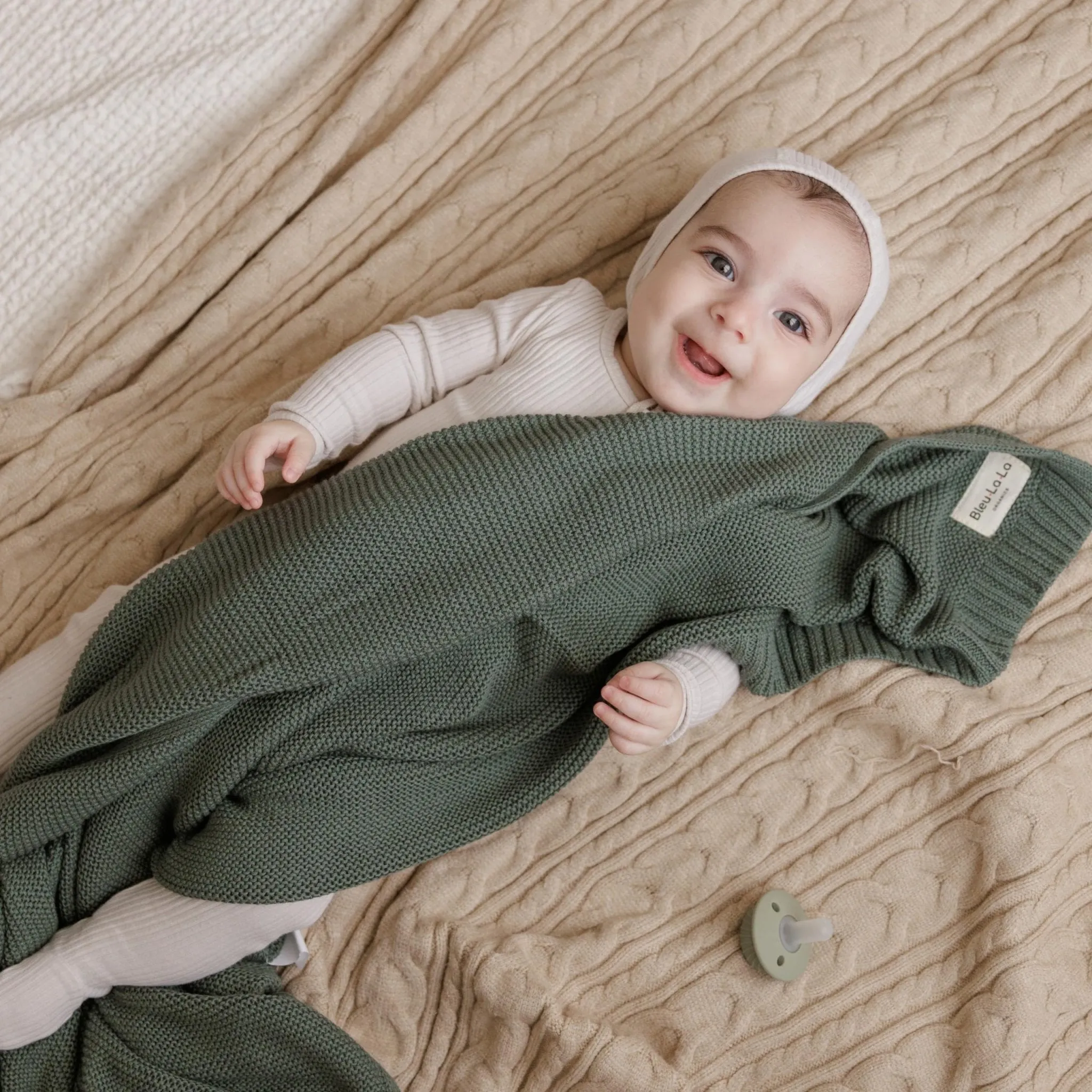 Bleu La La: Organic Cotton Knit Receiving Blanket for Boys