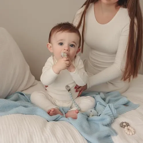 Bleu La La: Organic Cotton Knit Receiving Blanket for Boys