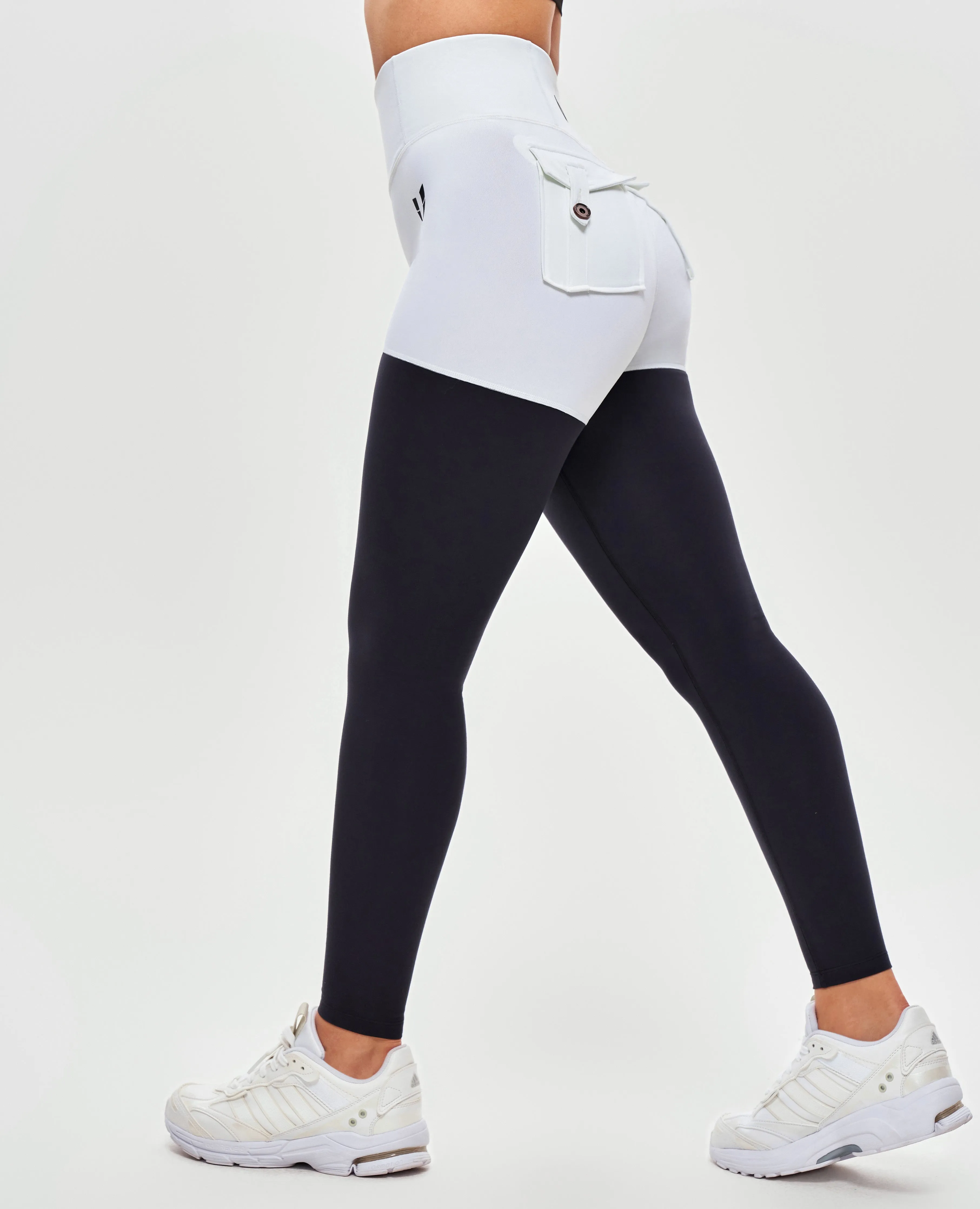 Cargo Athletic Leggings - Black and White