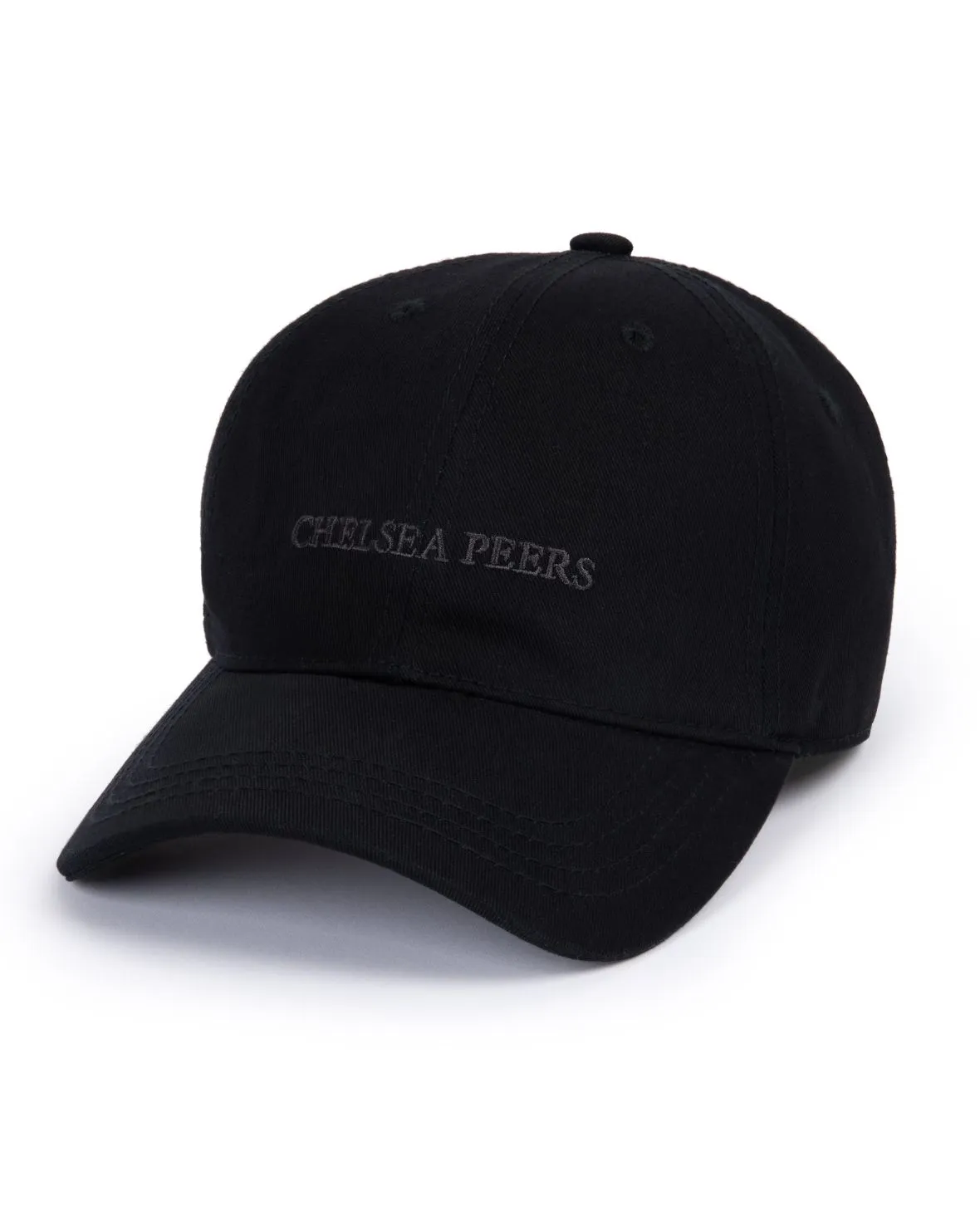 Cotton Twill Embroidered Logo Baseball Cap - Black