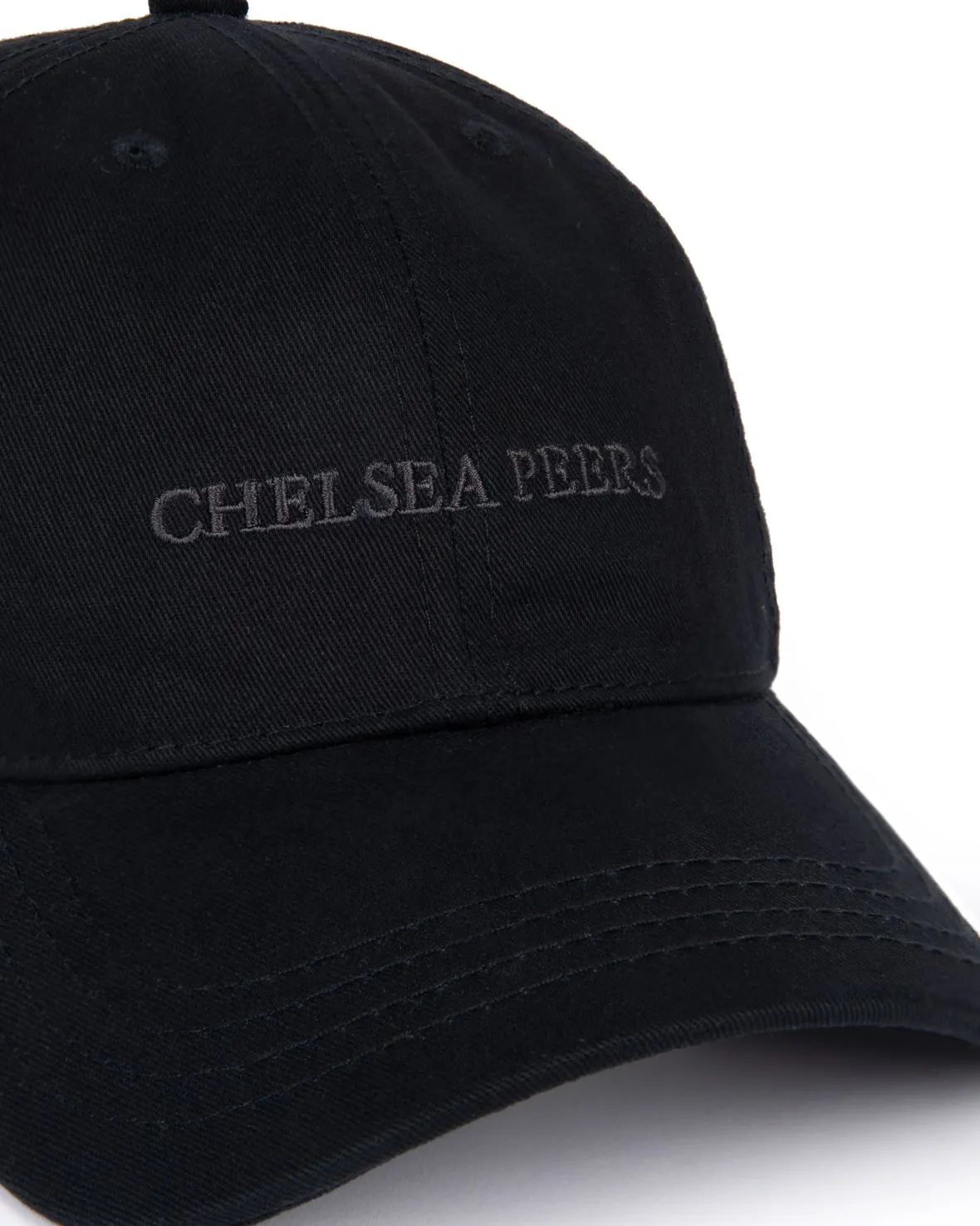 Cotton Twill Embroidered Logo Baseball Cap - Black