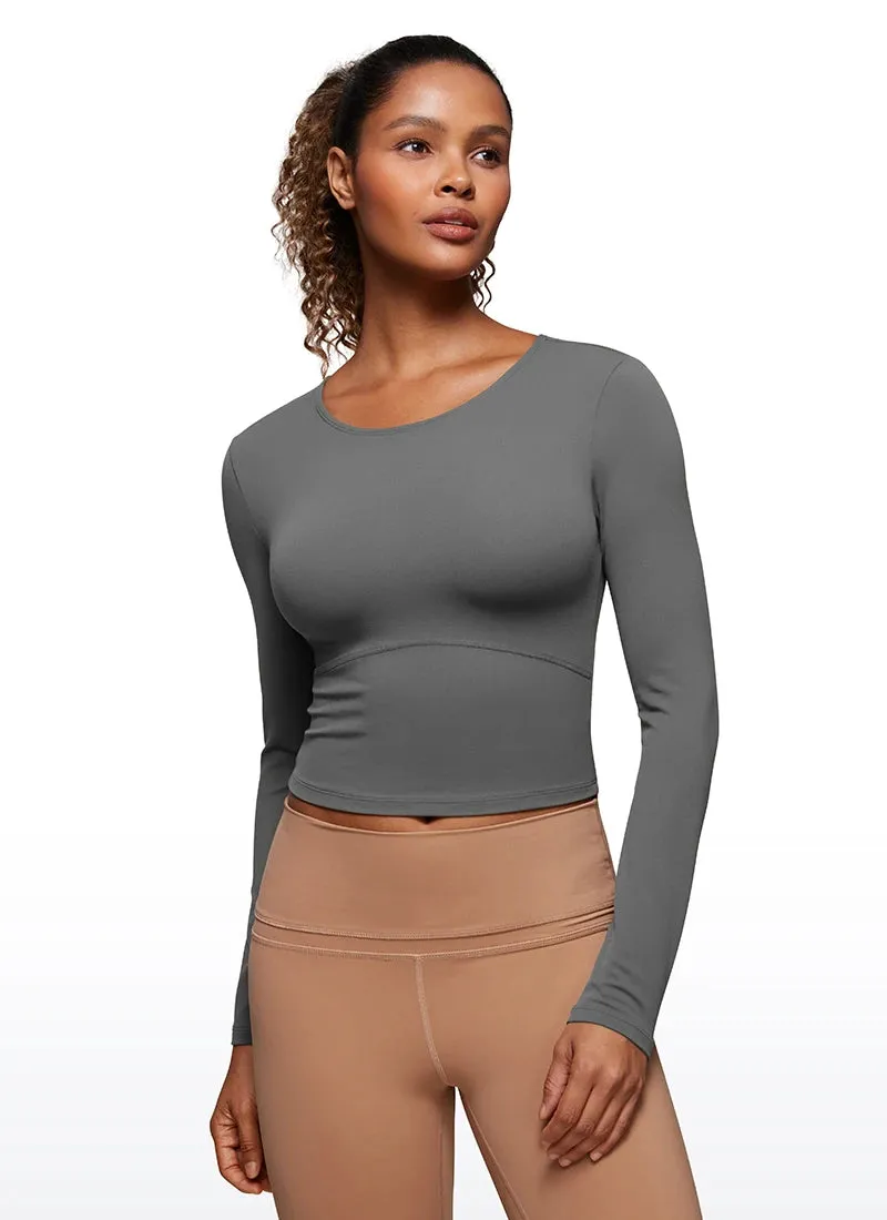 CRZ YOGA Butterluxe Womens Long Sleeve Crop Yoga Shirts Slim Fit Cropped Workout Tops Athletic Casual Basic Tight Shirt