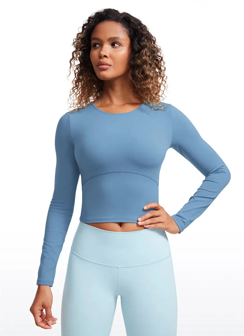 CRZ YOGA Butterluxe Womens Long Sleeve Crop Yoga Shirts Slim Fit Cropped Workout Tops Athletic Casual Basic Tight Shirt