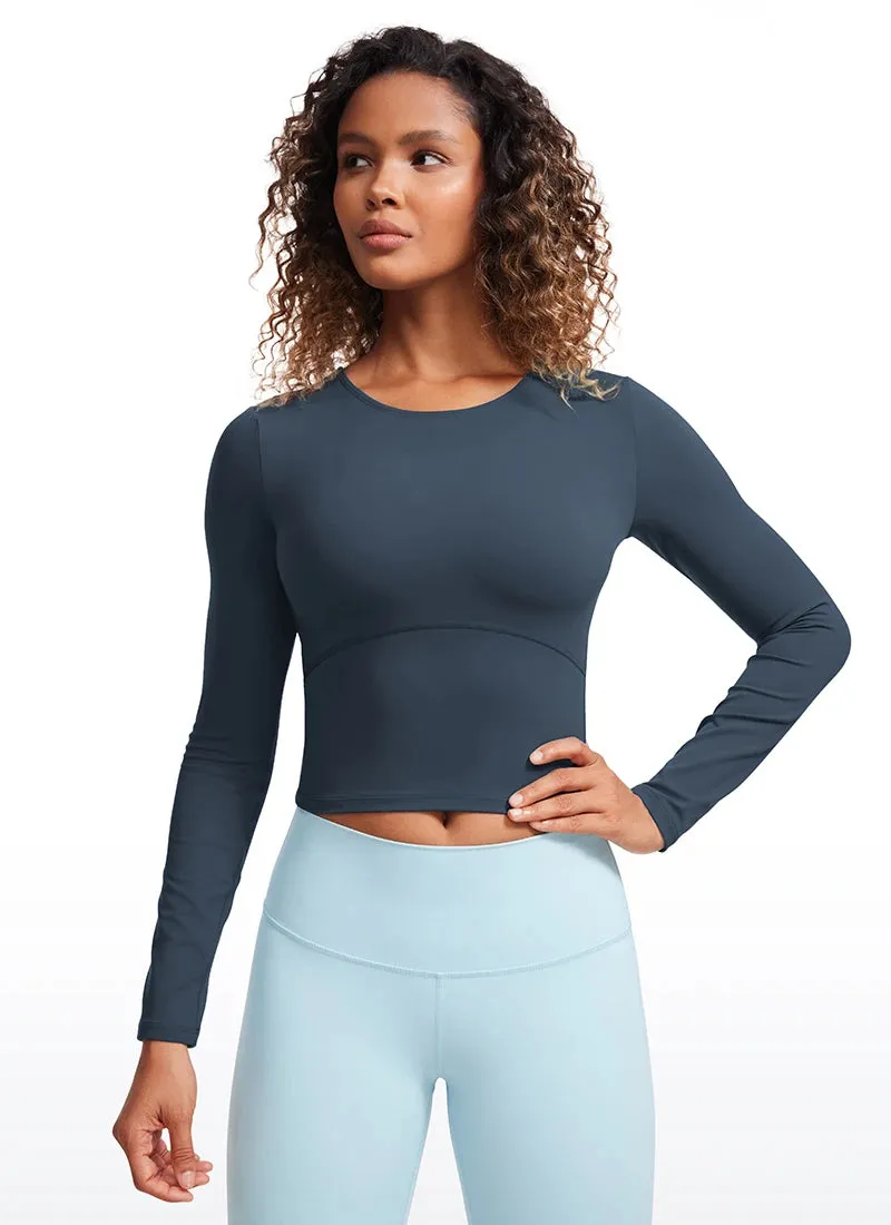 CRZ YOGA Butterluxe Womens Long Sleeve Crop Yoga Shirts Slim Fit Cropped Workout Tops Athletic Casual Basic Tight Shirt