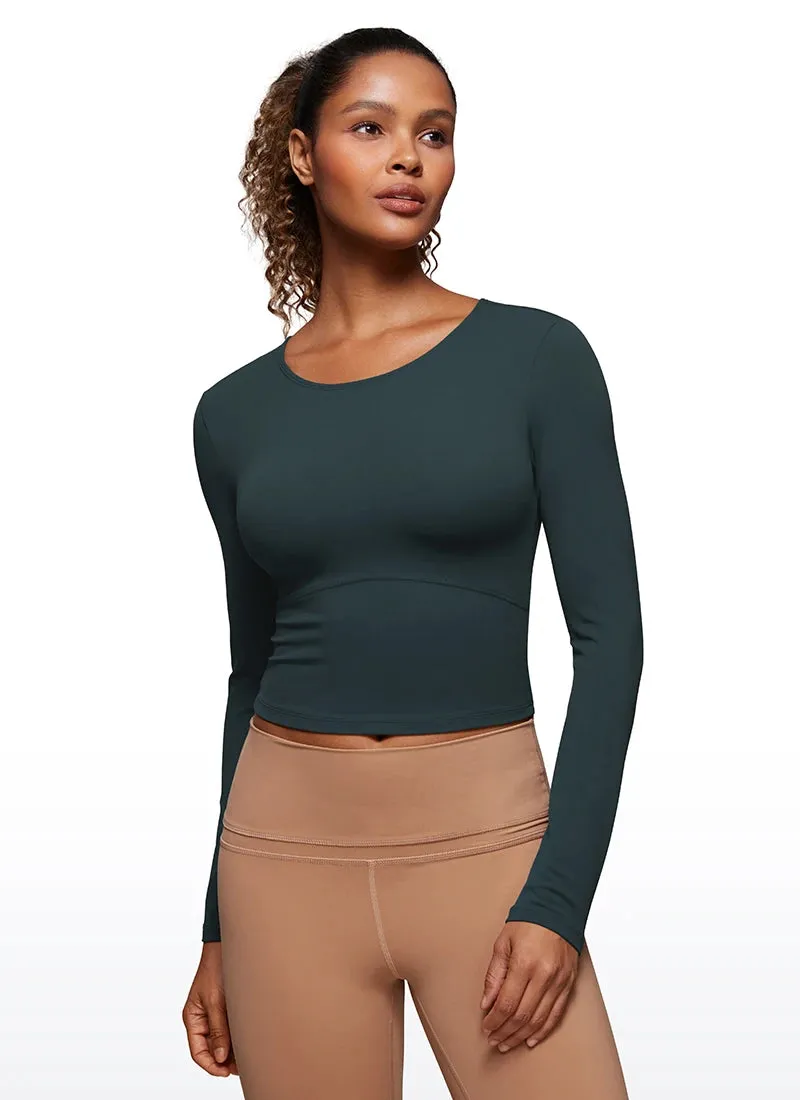 CRZ YOGA Butterluxe Womens Long Sleeve Crop Yoga Shirts Slim Fit Cropped Workout Tops Athletic Casual Basic Tight Shirt