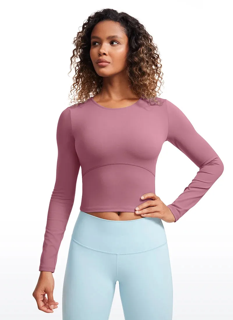 CRZ YOGA Butterluxe Womens Long Sleeve Crop Yoga Shirts Slim Fit Cropped Workout Tops Athletic Casual Basic Tight Shirt