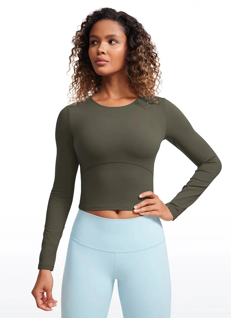 CRZ YOGA Butterluxe Womens Long Sleeve Crop Yoga Shirts Slim Fit Cropped Workout Tops Athletic Casual Basic Tight Shirt