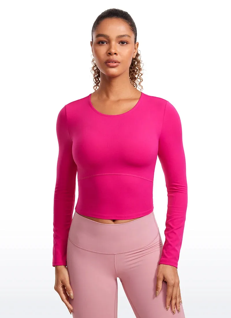 CRZ YOGA Butterluxe Womens Long Sleeve Crop Yoga Shirts Slim Fit Cropped Workout Tops Athletic Casual Basic Tight Shirt