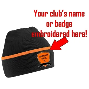 Embroidered Cuffed Two-Tone Beanie Black/Orange