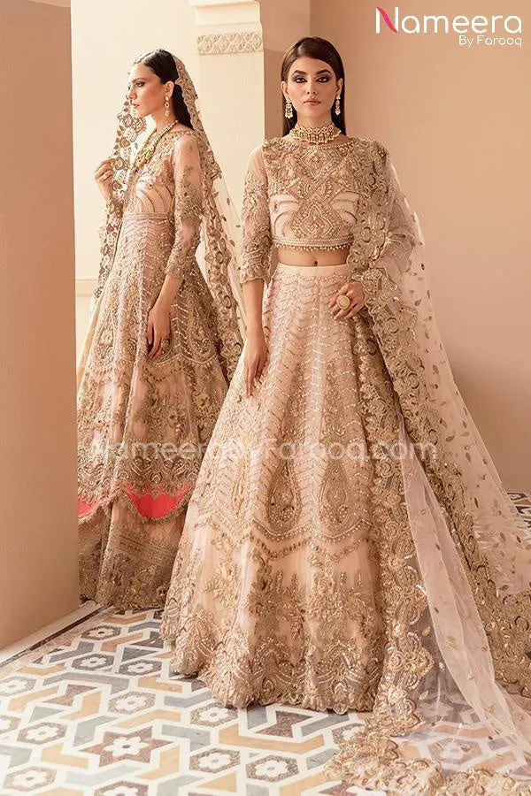 Embroidered Pakistani Dress In Peach Color 2021 #PF221