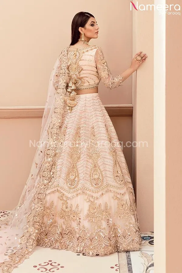 Embroidered Pakistani Dress In Peach Color 2021 #PF221