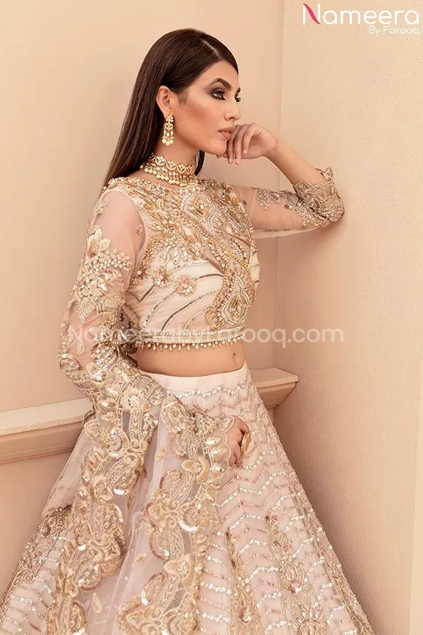 Embroidered Pakistani Dress In Peach Color 2021 #PF221