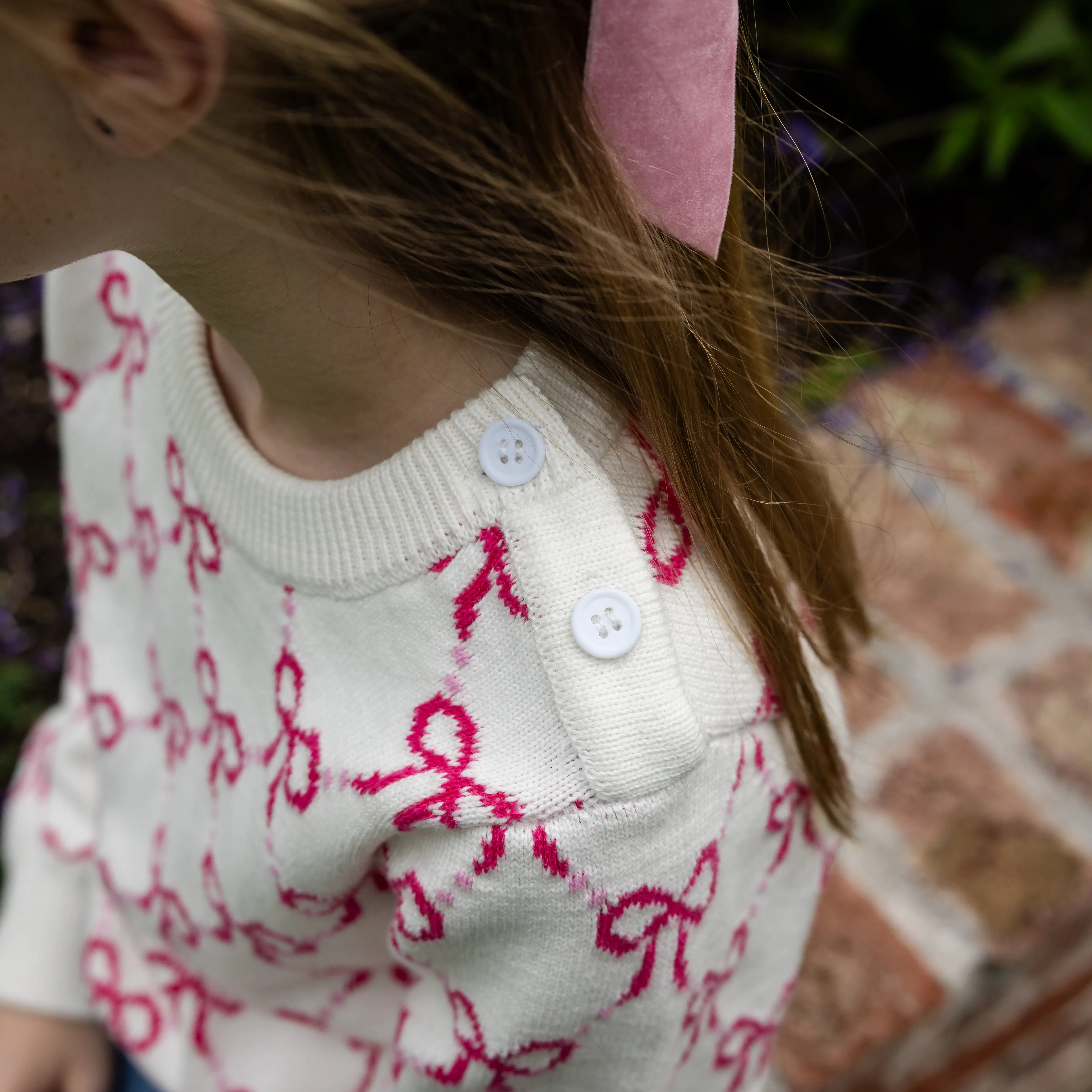 Emma Girls Sweater - Pink Bows