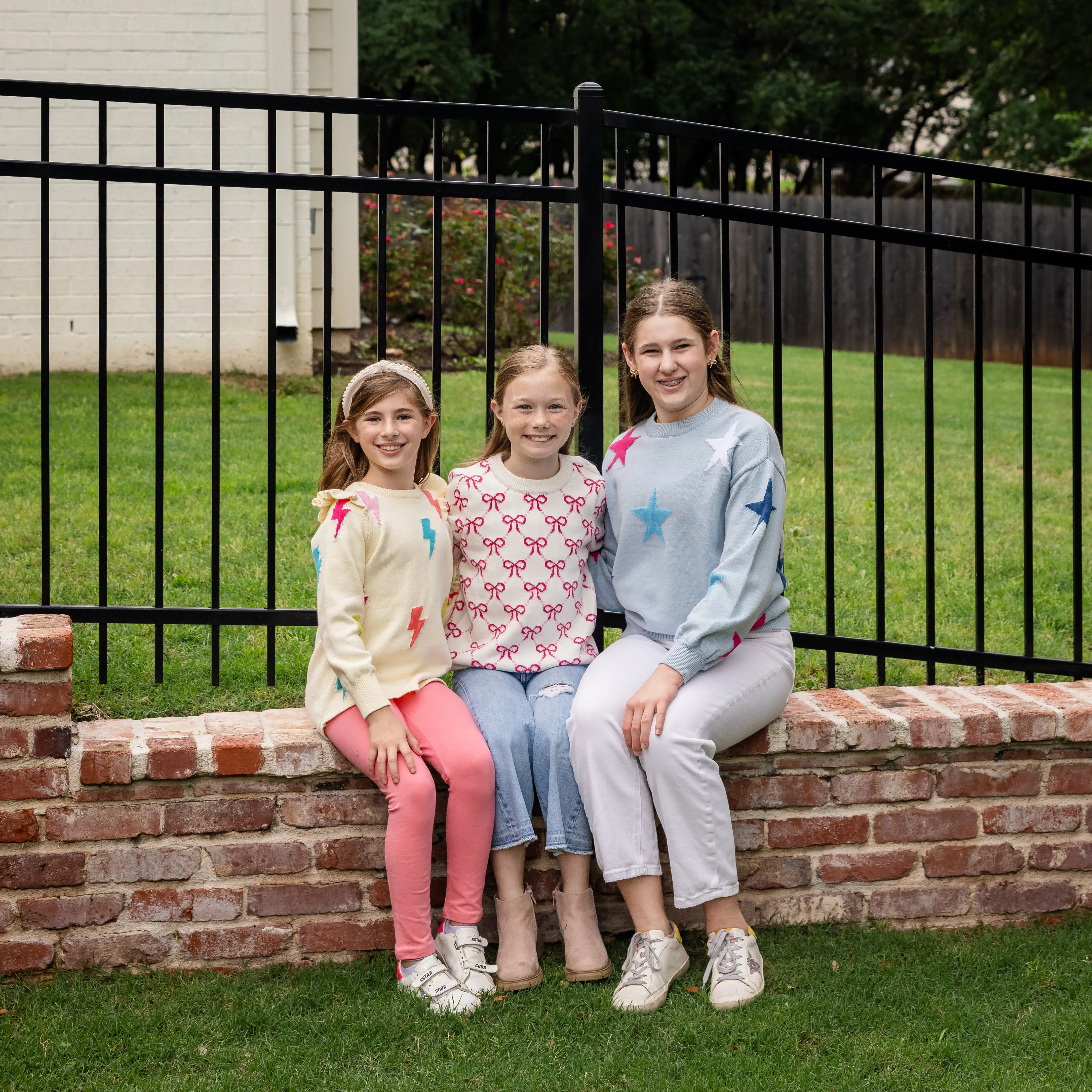 Emma Girls Sweater - Pink Bows